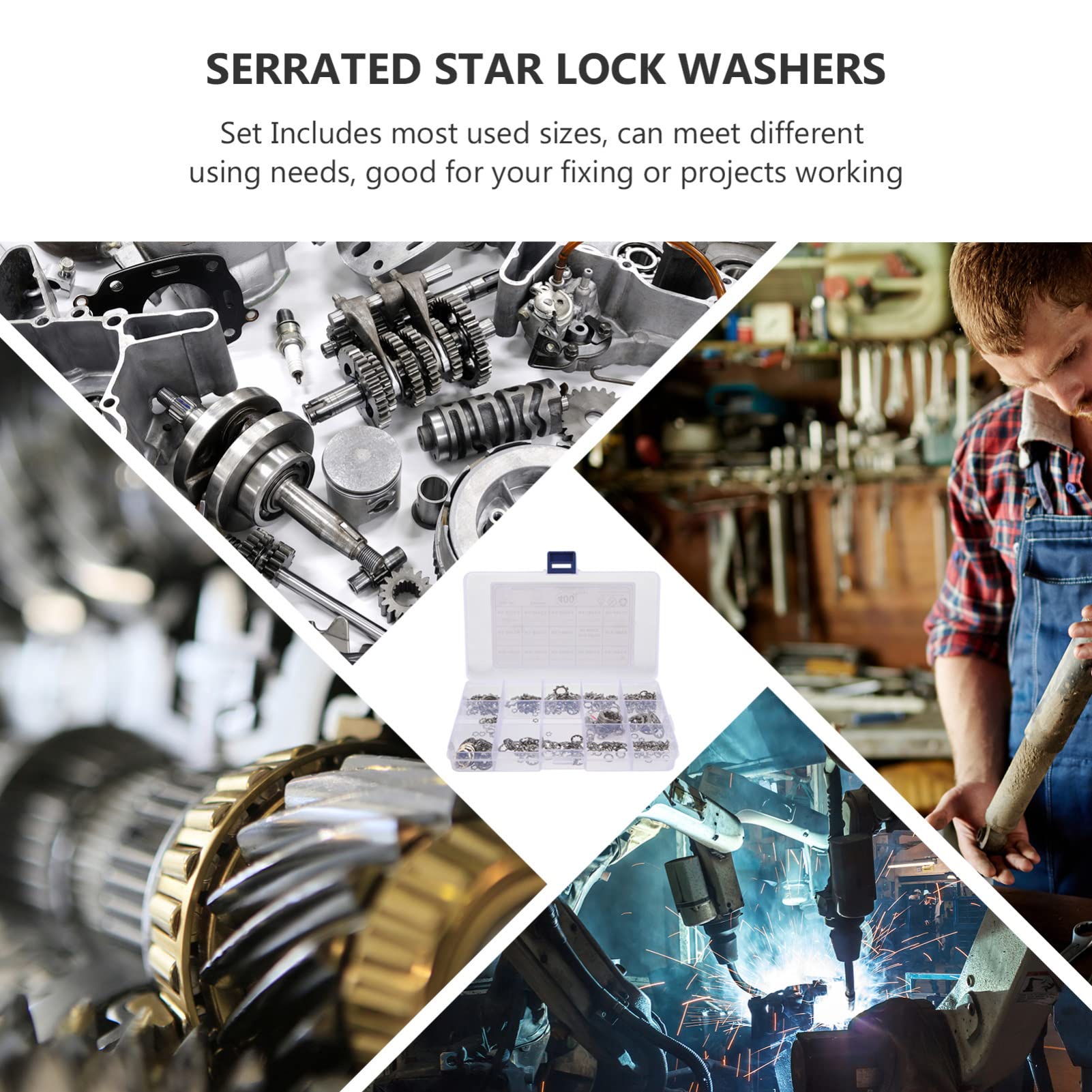 CIYODO Double Sided Toothed Locking Washers 400 Pcs Set M2.5 for Bolts Stainless Steel