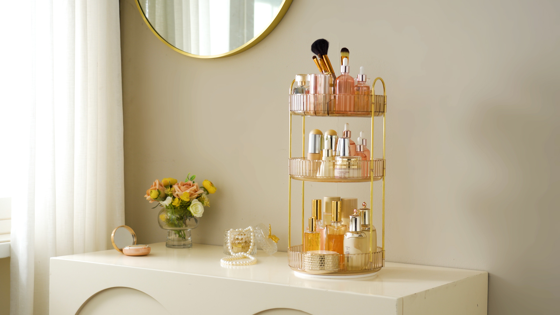 Amazon.com: SONGMICS Makeup Organizer, 3-Tier Round Rotating