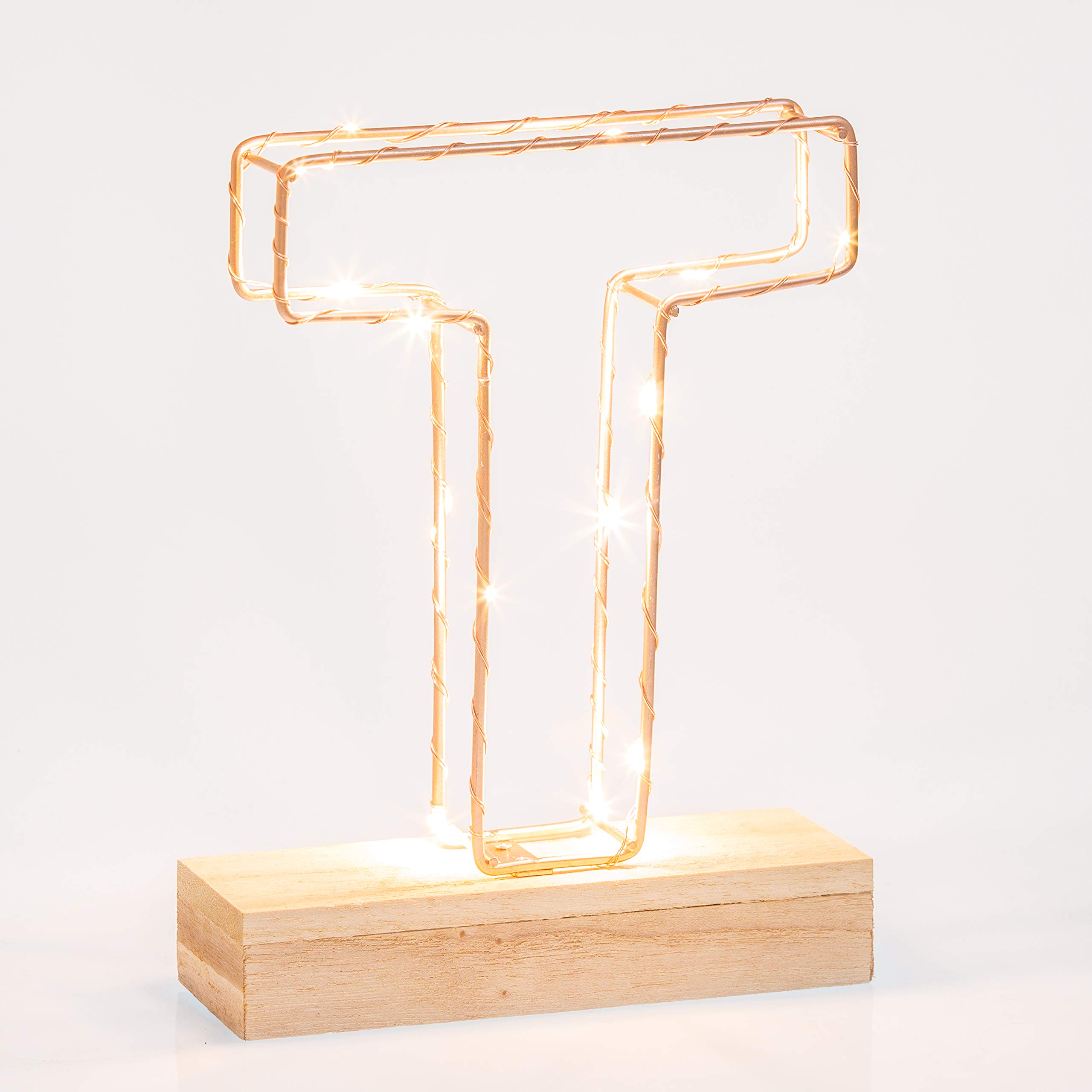 Echo Three Letter Light Wire Frame T - Rose Gold