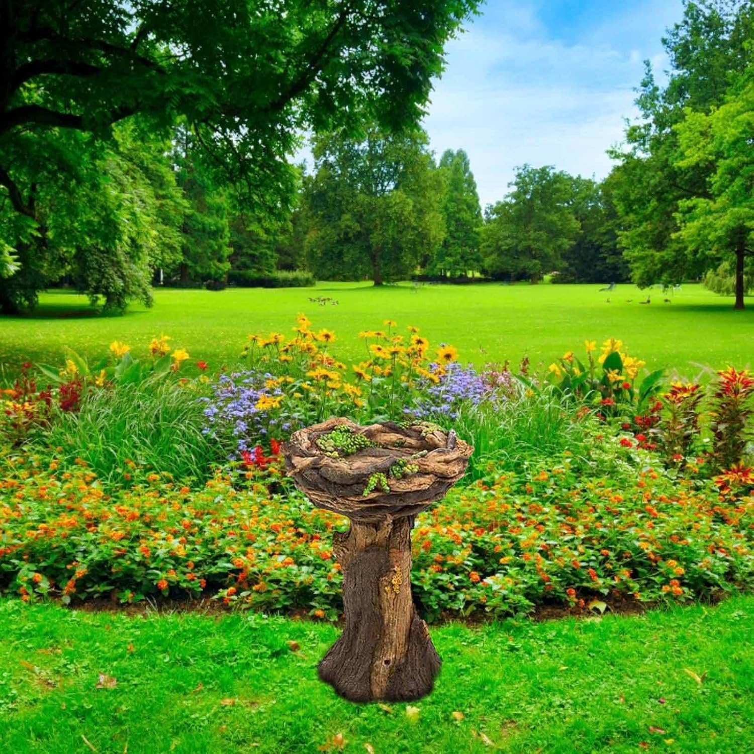 Succulents Decoration Courtyard for Home Birdbath Bath Resin Bird Garden Antique Patio Lawn & Garden Squirrel Spinning Feeder (Multicolor, One Size)