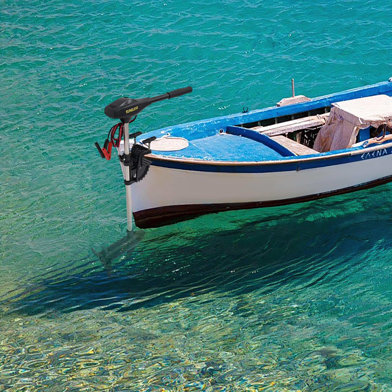 12V Elektro Bootsmotor 40lbs Trolling Motor, 5+3 Gänge leiser Schub, reiner Kupfermotor für Schlauchboot Kajak Angelboot, inkl. Batterieanzeige, Salzwassertauglich (Batterie nicht inkl.)