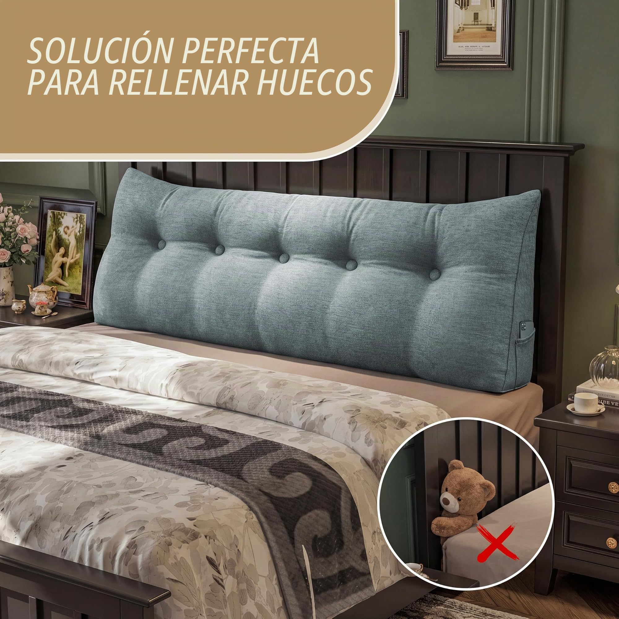 Cojín Respaldo Cama Lectura – Almohada Triangular con Funda Desmontable y Lavable, Cojines Grandes para Cama y Sofá, Respaldo Cómodo para Lectura y Descanso