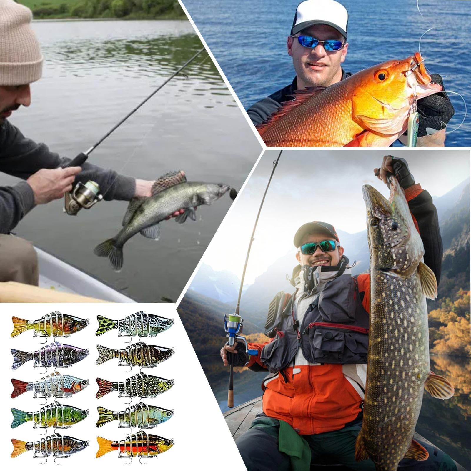 Señuelo de Pesca Autopropulsado Señuelos Wobblers para Pesca de | Carnada Blanda Versátil y Realista para Agua Dulce Perca y