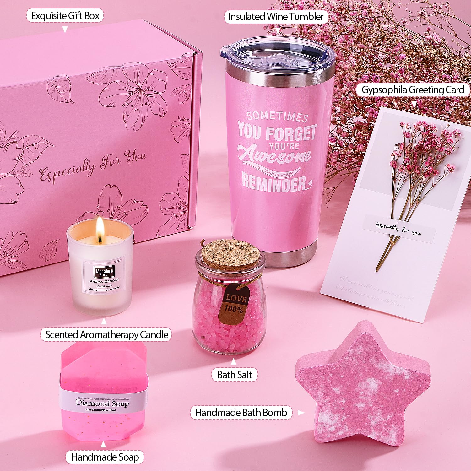 Birthday Pamper Gifts for Women, Unique Self Care Package Relaxation Spa Bath Set for Her, Get Well Soon Gifts for Women, Ladies Pamper Hamper Birthday Gifts for Friends, Mum, Sister, Wife
