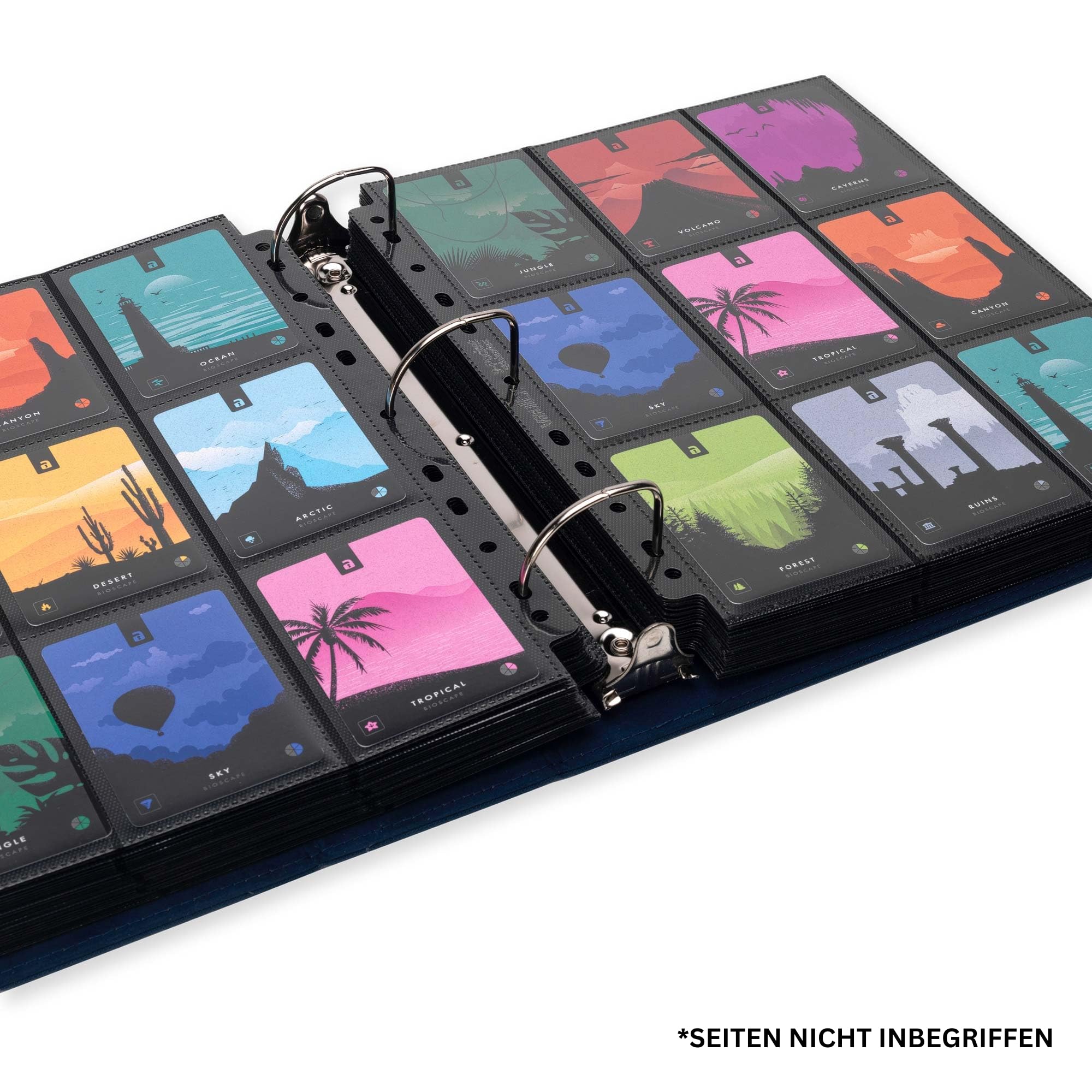 Vault X 3-Ring-Trading-Kartenordner, passend für 9-Taschen-Seiten, 900 Karten, Exo-Tec-Material, Leicht zu Öffnen, D-Ring-Klemmordner für Sammelkartenspiele, Sportkarten, TCG (Blau, Groß)