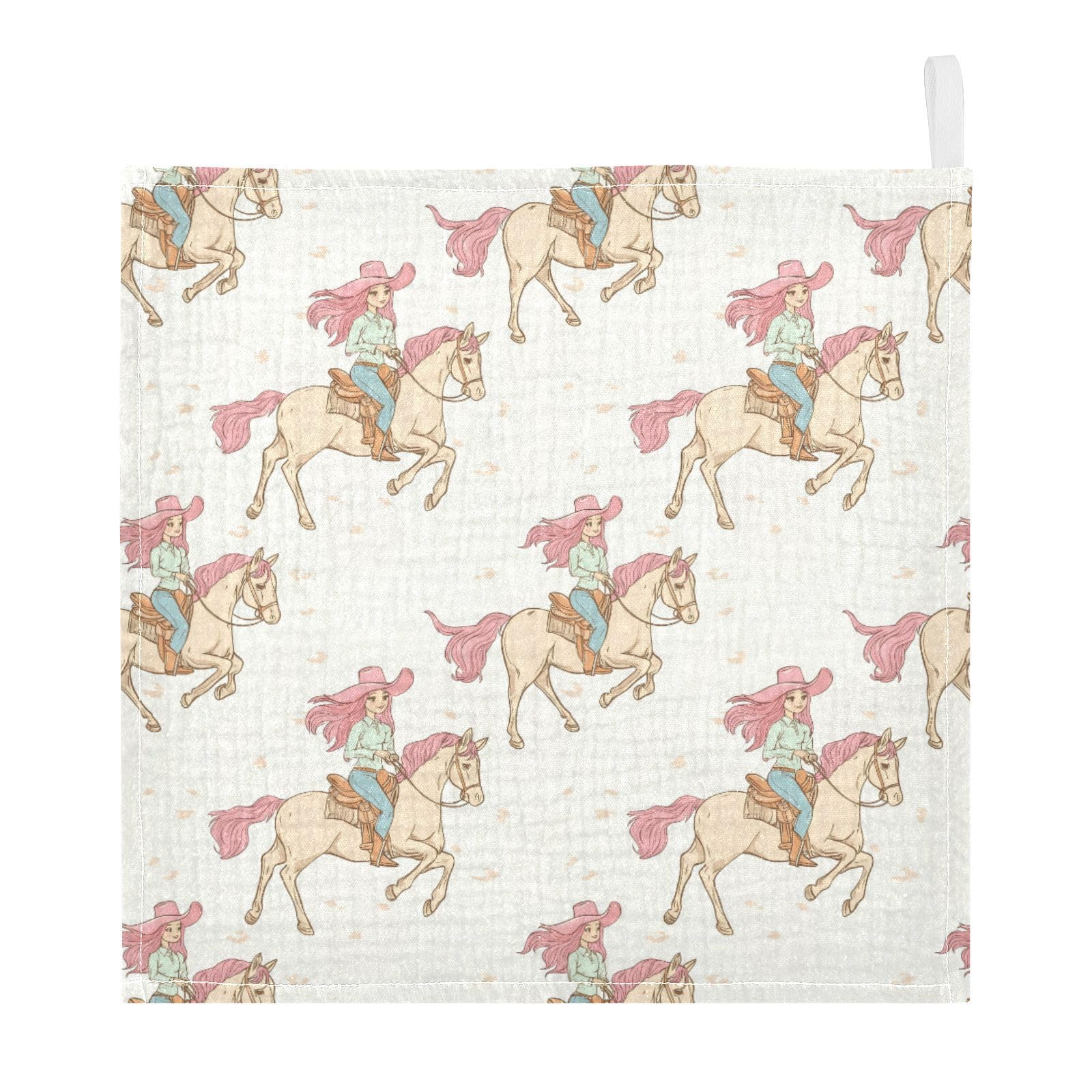 vvfelixl Cute Female Cowboy Baby Burp Cloths Baby Muslin Washcloths for Boys Girls Cotton Babys Face Towel for Newborn Infants Soft and Absorbent 11.8 X 11.8 in, 5 Pack