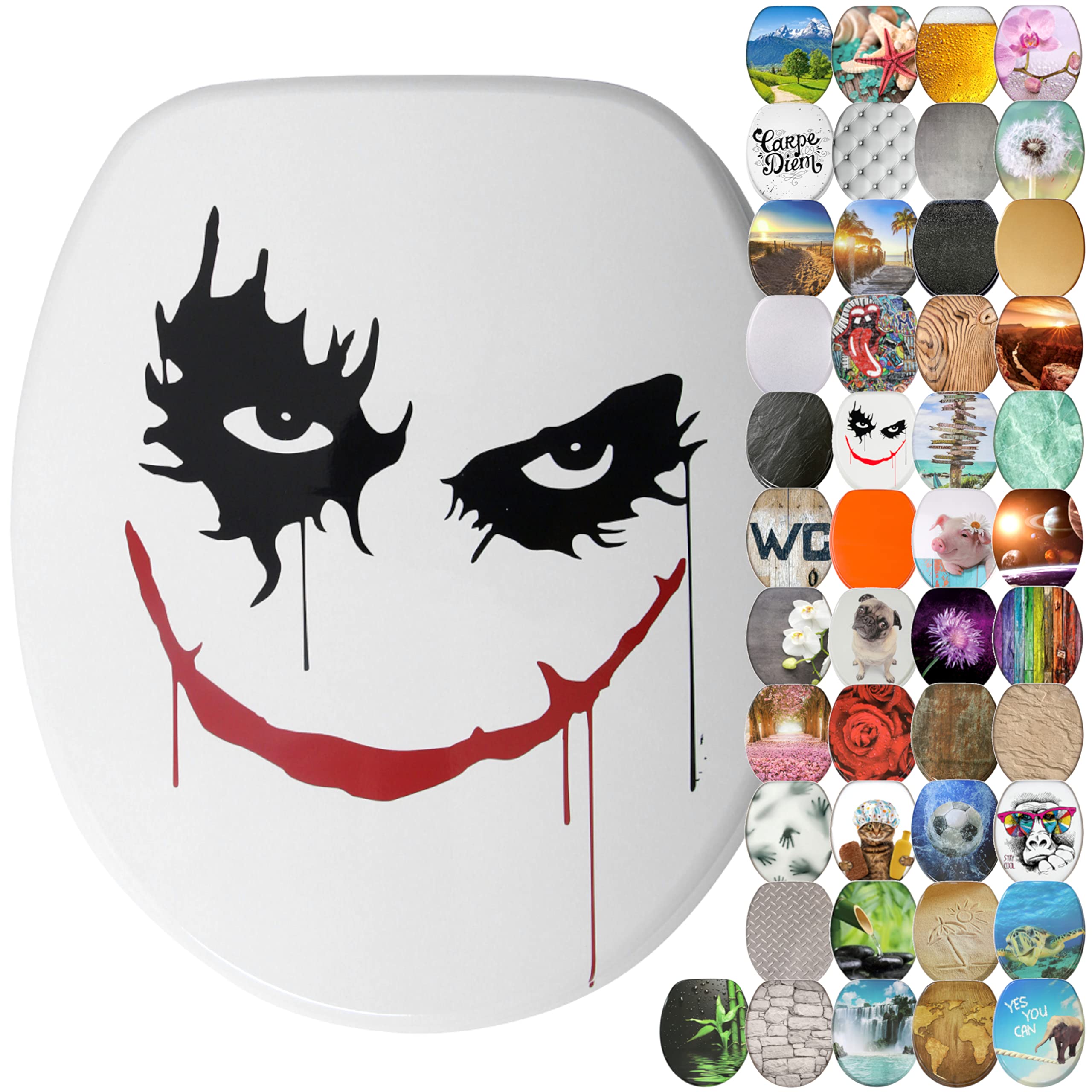 Sanilo Soft Close Toilet Seat, Wide Choice of New Toilet Seats, Stable Hinges, Easy to Mount (Joker) — image 1