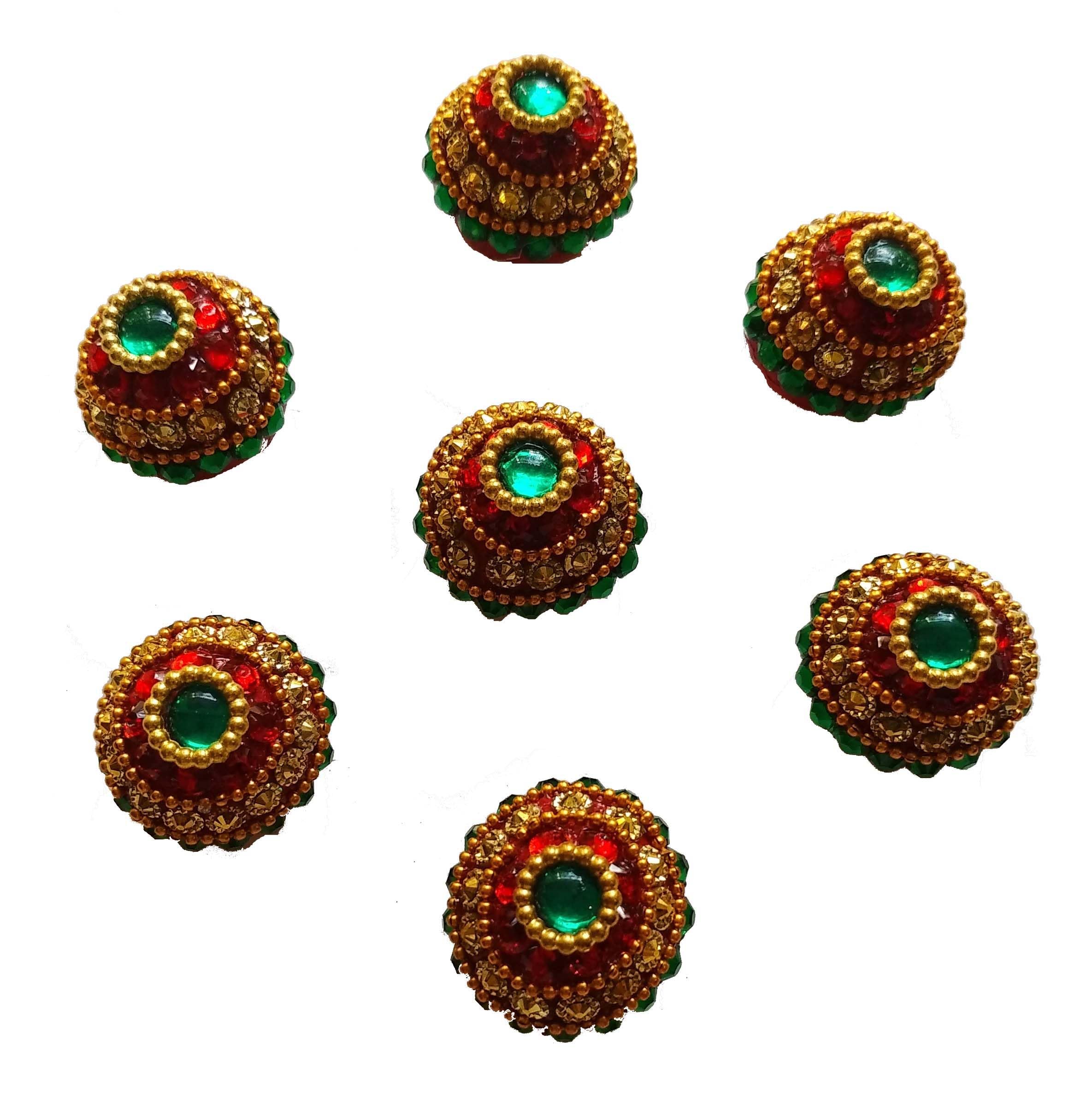 Designer Meenakari Crafted Saptapadi Lagan Vidhi Decorative Mangal Supari/Beetle Nuts - Set of 7 for Wedding & Puja Rituals Or Serves As an Ideal Offering to The Deities Red Y