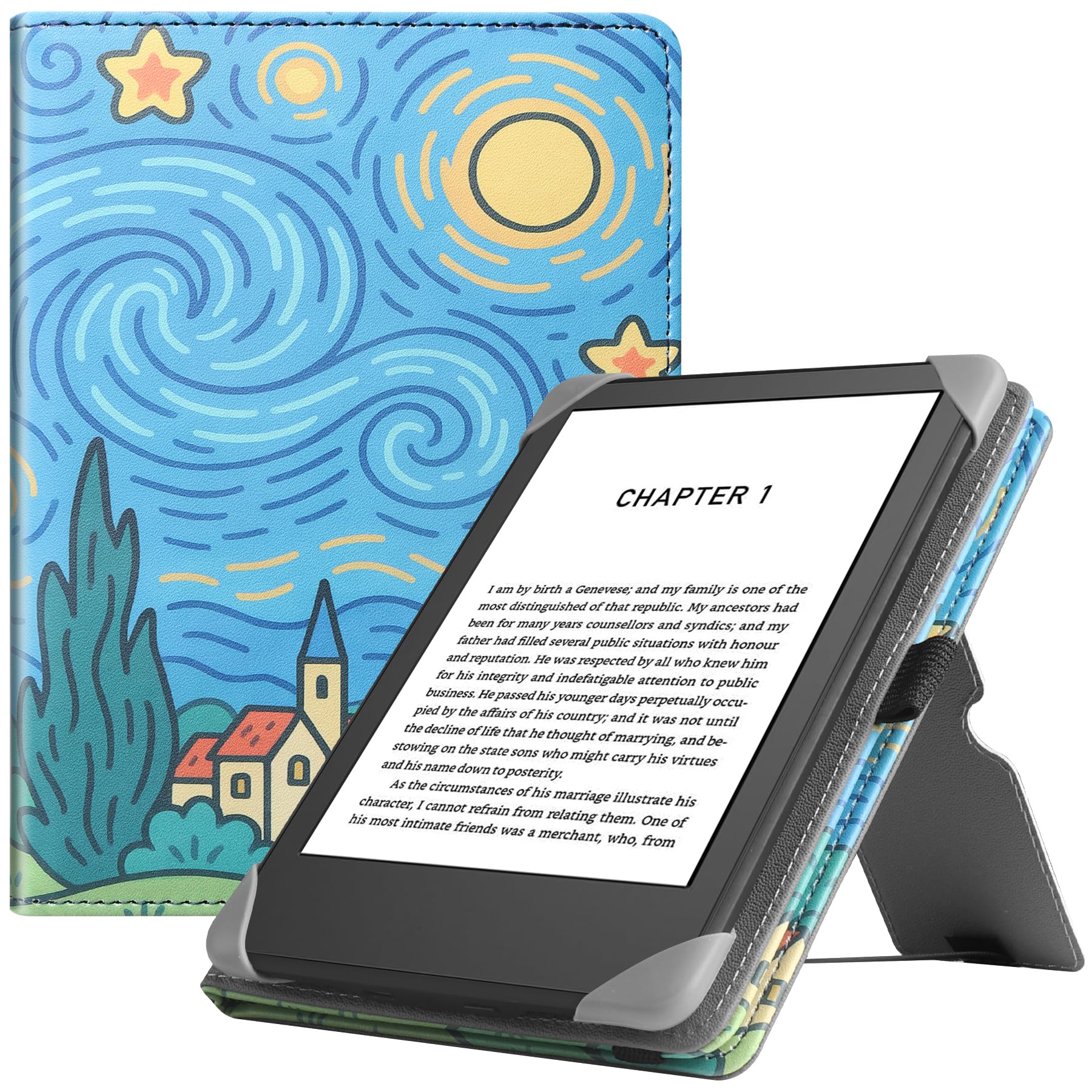 HGWALP Universal Case for 6" eReaders, Folio Leather Stand Cover with Handstrap Compatible with All 6 inch Paperwhite/Kobo/Tolino/Pocketook/Sony E-Book Reader-Matcha — view 11