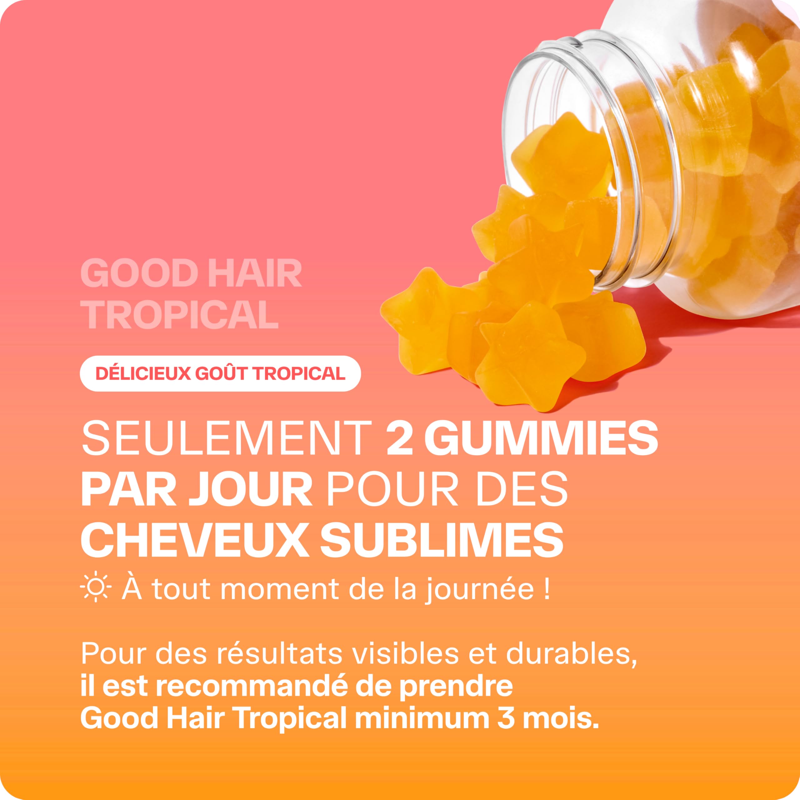 Lashilé Beauty - Gummies cheveux - Pousse accélèrée Croissance & Fortification des cheveux - Complément Alimentaire - Good Hair Summer - Biotine Zinc Vitamine B8 C - Cure 1 Mois 60 Gummies