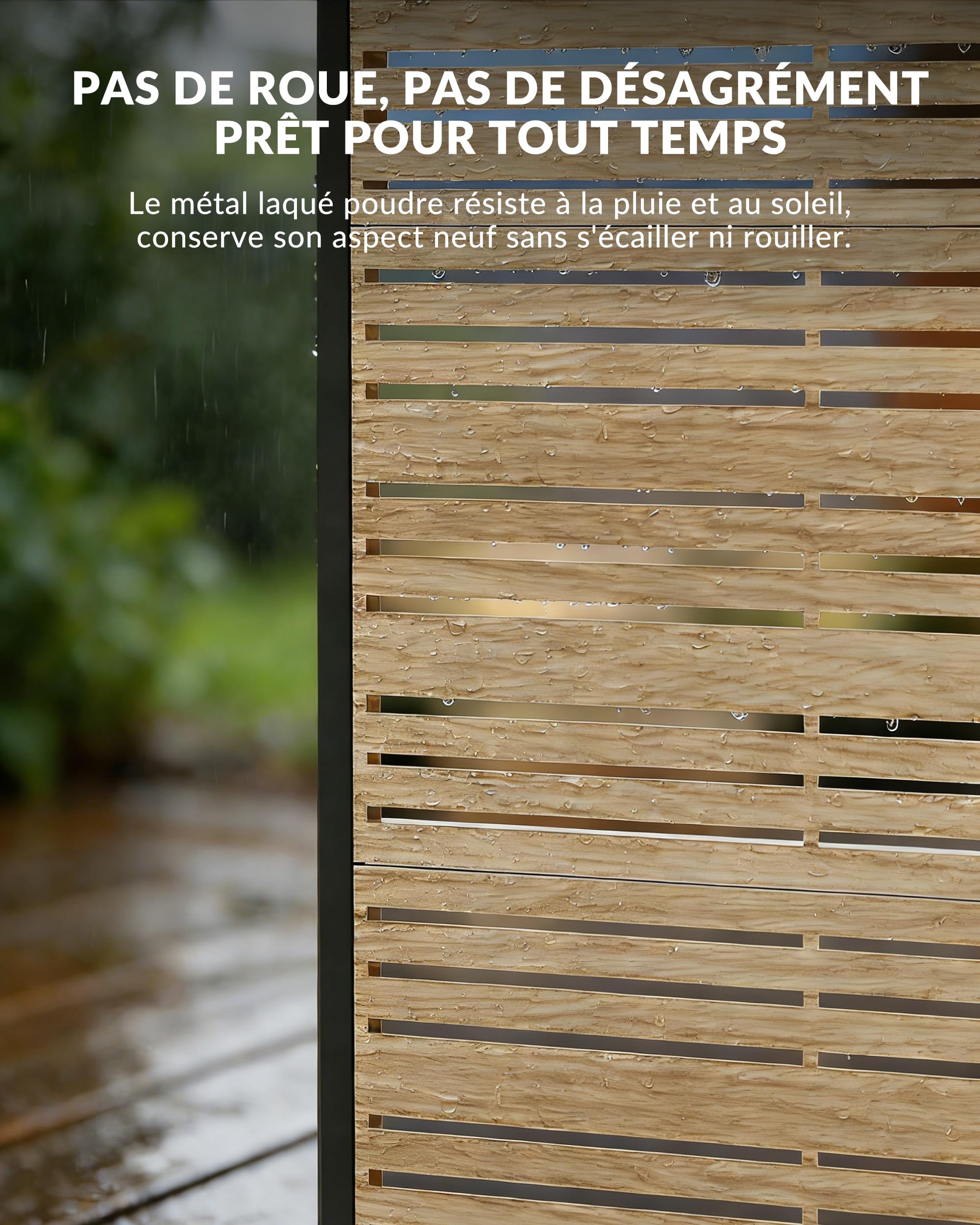 Brise-Vue pour Jardin, Balcon, terrasse et fenêtre, Paravent extérieur en métal 183 cm, résistant aux intempéries et autoportant avec ancrages au Sol, thermolaqué et antirouille