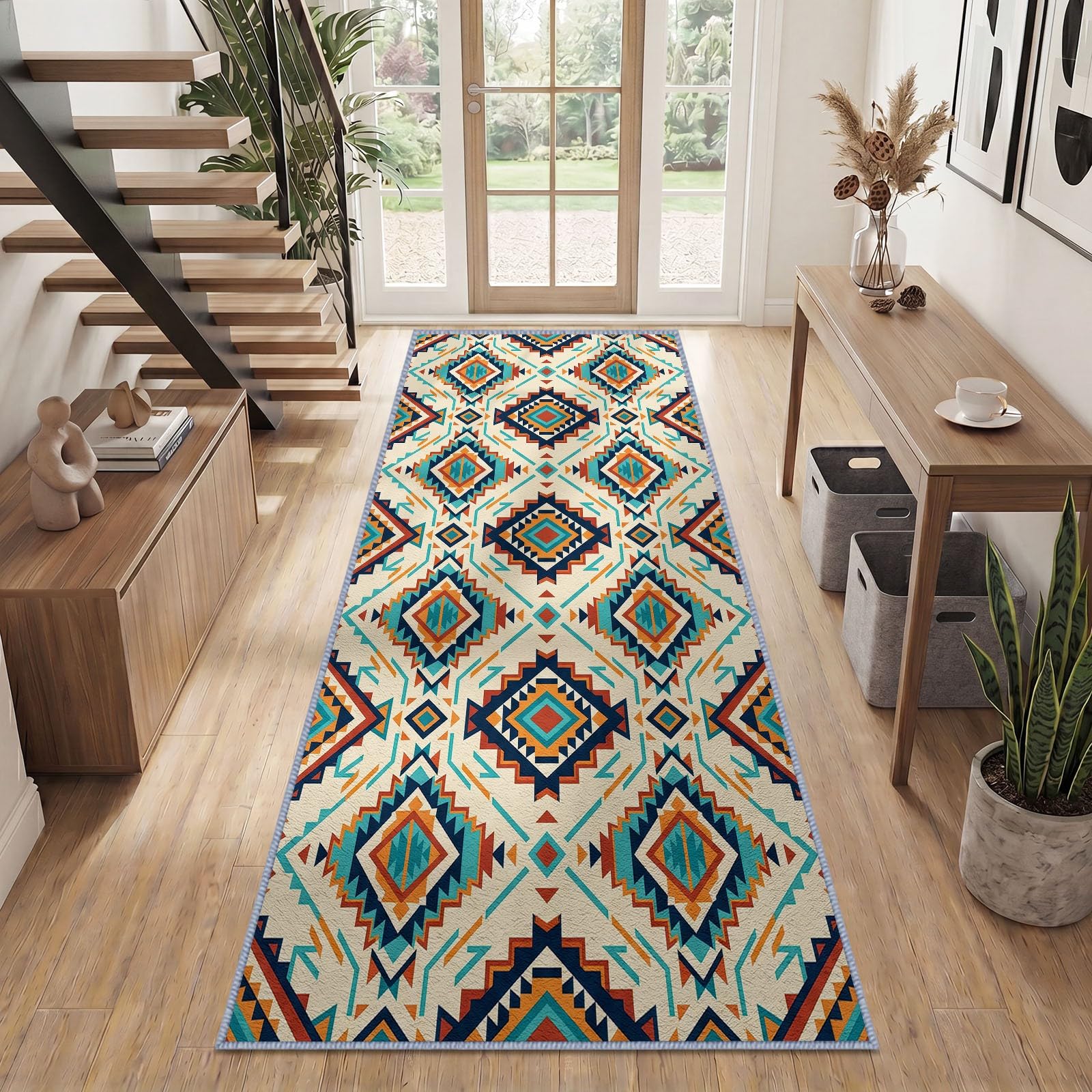 Style Autochtone Sud Ouest Tapis Couloir Lavable en Machine 60x240cm