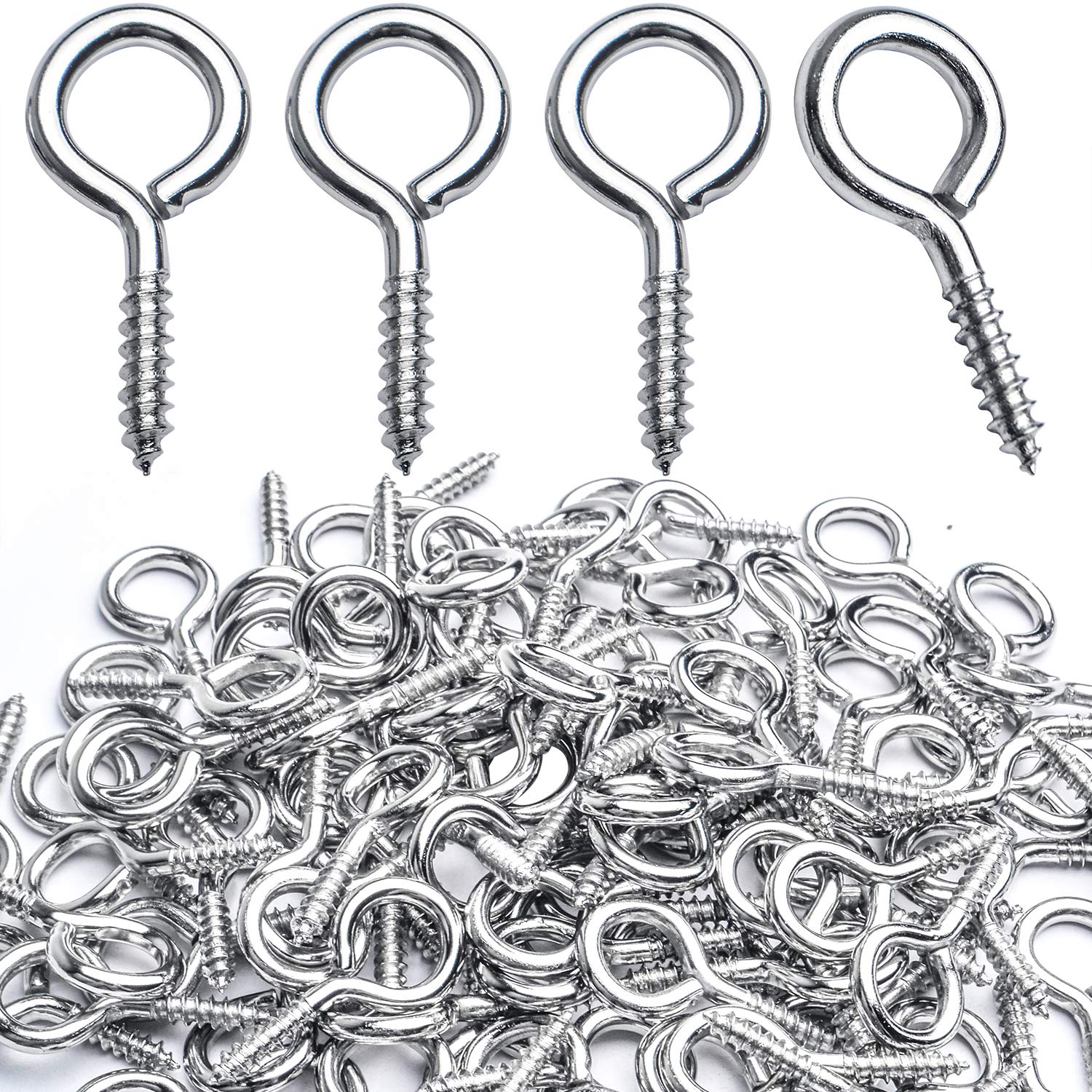 BronaGrand Eye Hooks Screwin,100pcs Metal Eyes Hooks Eyelets Screw Threaded Self Tapping Eyelet
