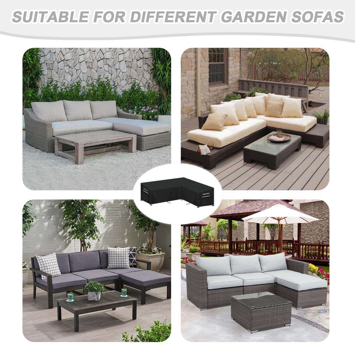 Copertura Per Divano Da Esterno 3 Posti - Impermeabile, Antivento, Tessuto Oxford 420D, 205x85x81/61 Cm