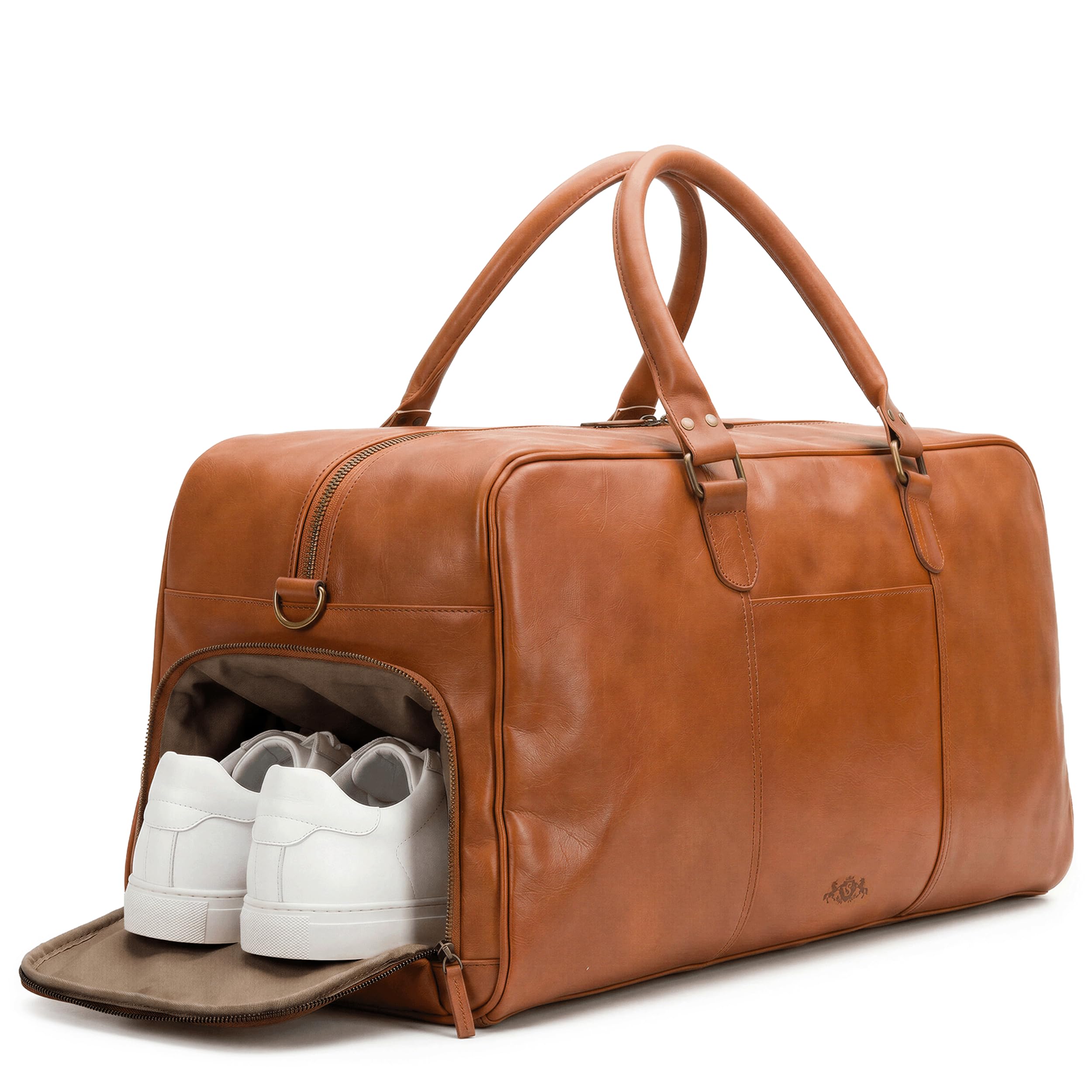 SID & VAIN große Reisetasche mit separatem Schuh-Fach echt Leder - Weekender Henry groß - Sporttasche Handgepäck mit Schultergurt - Ledertasche Herren und Damen braun handgefertigt