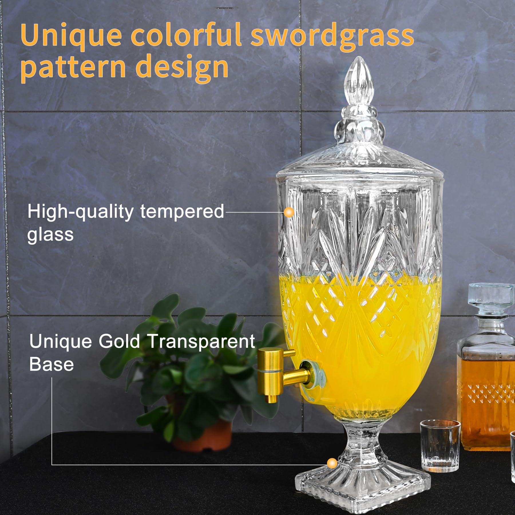 Distributeur De Boissons En Verre Berlin 5L – Cristal Élégant Pour Fêtes, Mariages, Buffets – Boissons Chaudes Ou Froides, Robinet Anti-Goutte