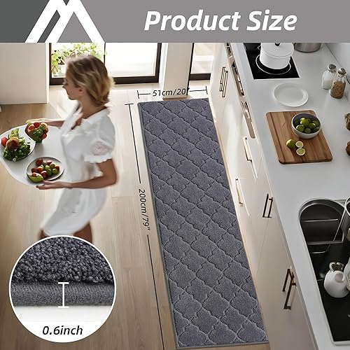 Miniatura 2 de COSY HOMEER Tapetes suaves de cocina para el frente del fregadero, alfombras y tapetes de cocina súper absorbentes, de 20 x 79 pulgadas, tapete de