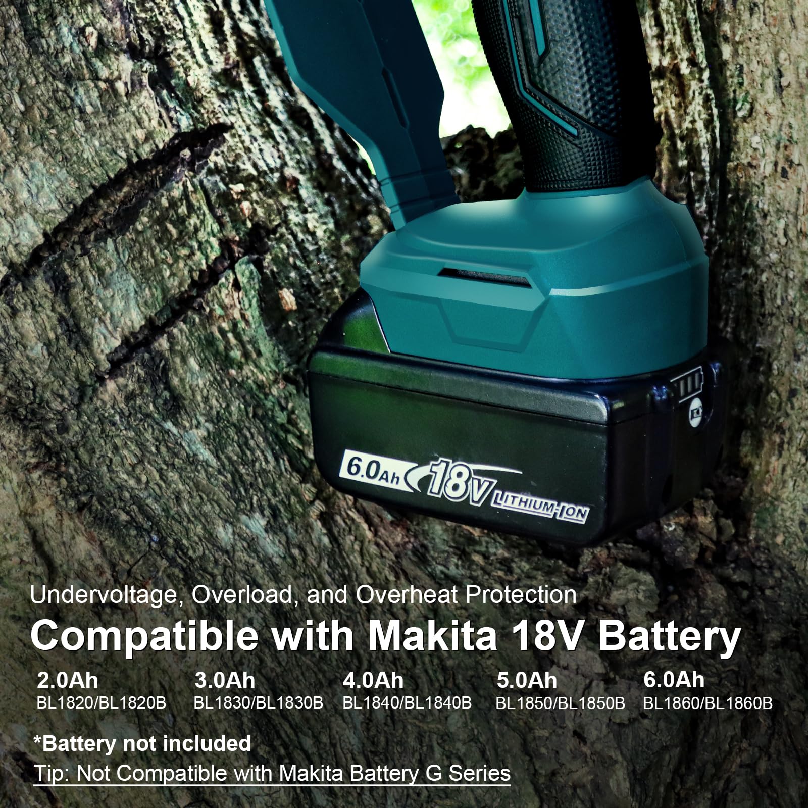 QUPERR Akku Astsäge 15cm Kompatibel mit Makita 18V Akku, Bürstenlose Mini Akku Kettensäge mit Automatischer Kettenschmierung zum Holzschnitt und für Gartenarbeit (ohne Akku und Kettenöl)