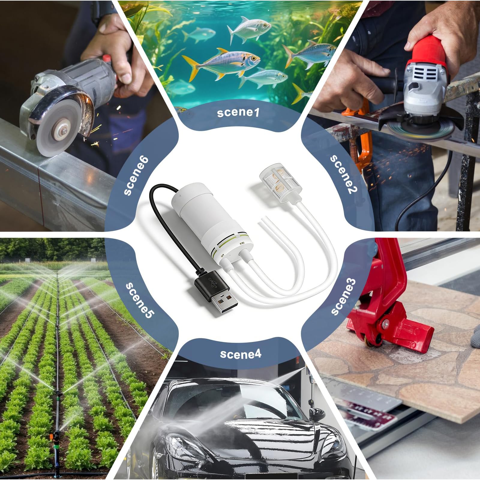 Mała mini pompa wodna, DC 5 V, samozasysająca pompa wodna USB, zasilana przez USB, elektryczna mini pompa wody z wężem PCW 10 m, do domu, do cięcia, szlifierki kątowej