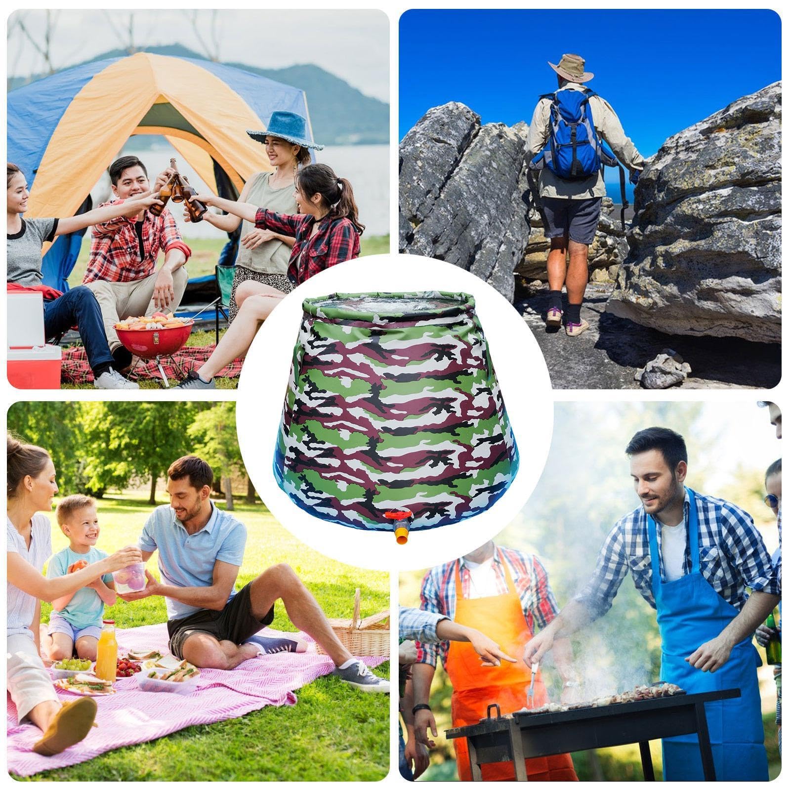 Depósito De Agua Plegable Y De Espesor Reforzado | Tanque Plegable Para La Recogida Y El Almacenamiento De Agua De Lluvia Para Camping, Senderismo, Mochilerismo,