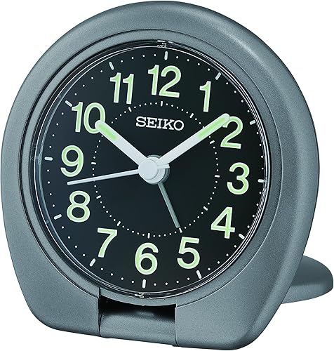 Seiko Sakai Travel Dormitorio Despertador, Metálico Plata Oscuro