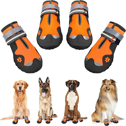 Woowei Zapatos para perros grandes, impermeables, antideslizantes, para perro, y protectores de patas, para invierno, nieve, verano, pavimento