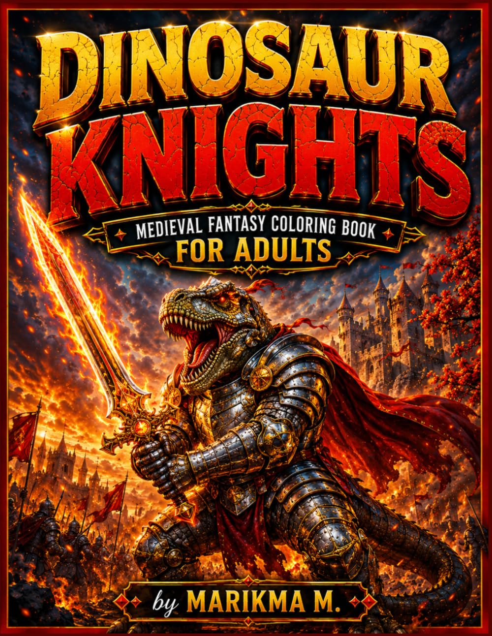 DINOSAUR KNIGHTS: Medieval Fantasy Coloring Book for Adults (Dinosaurs Coloring for Adults)