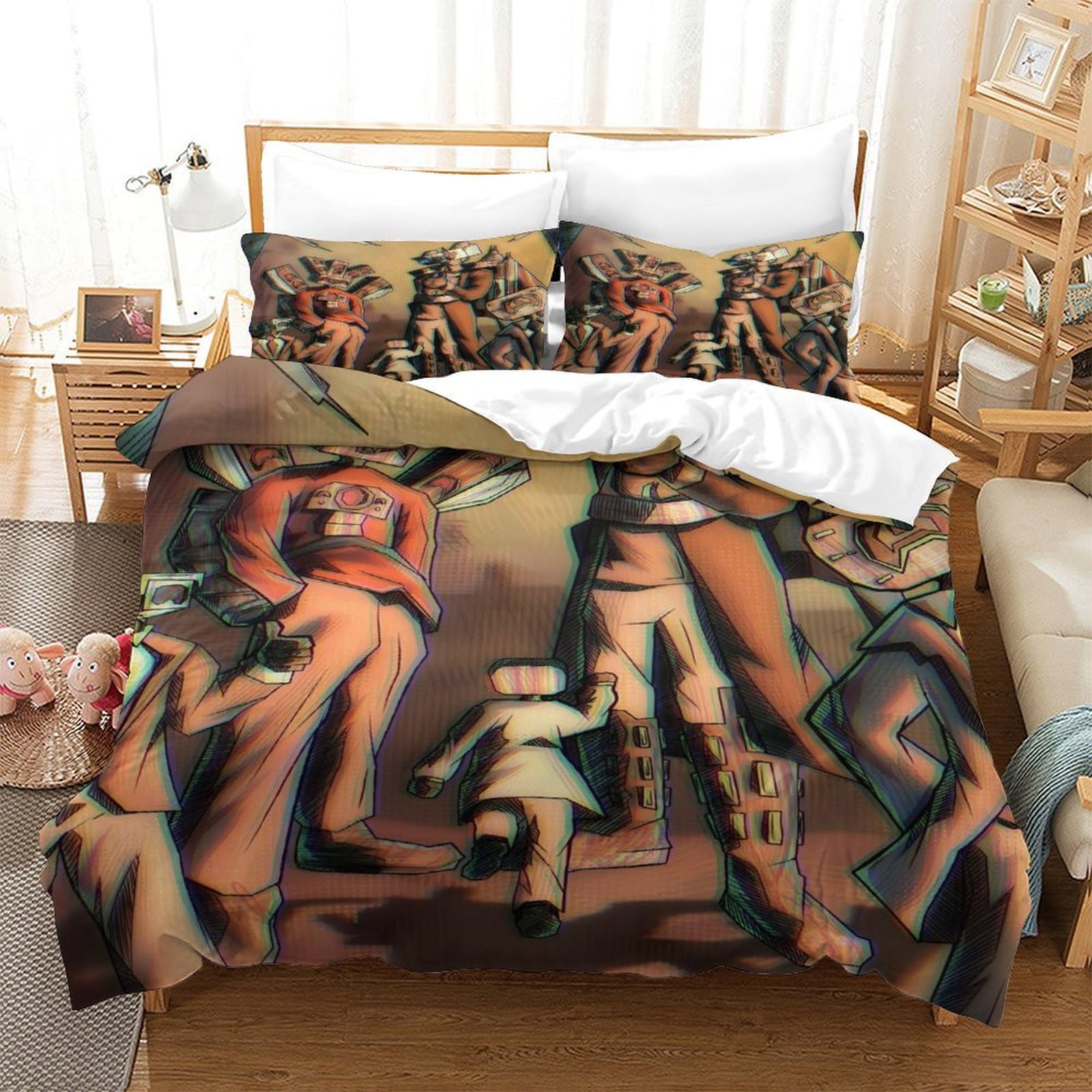 PrintHaven Skibidi Toilet Duvet Cover, 3D Bedding, Quilt Cover Set, Polyester for Bedroom Decor, Gift 3Pcs Bedspread Cover with Zipper Closure Easy Care Double（200x200cm）