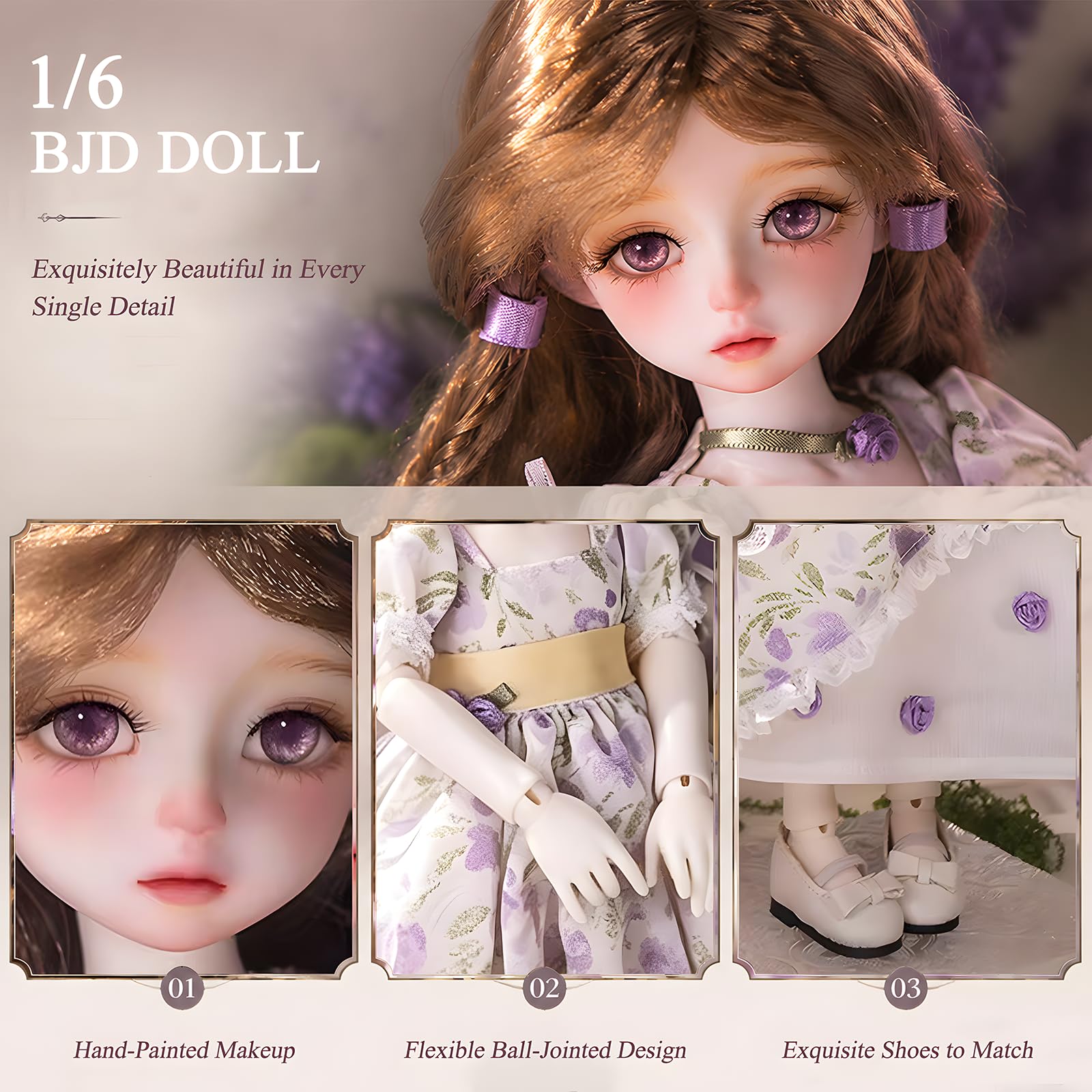 1/6 BJD Doll, 31cm / 12.2in, de Resina, con Maquillaje Pintado a Mano