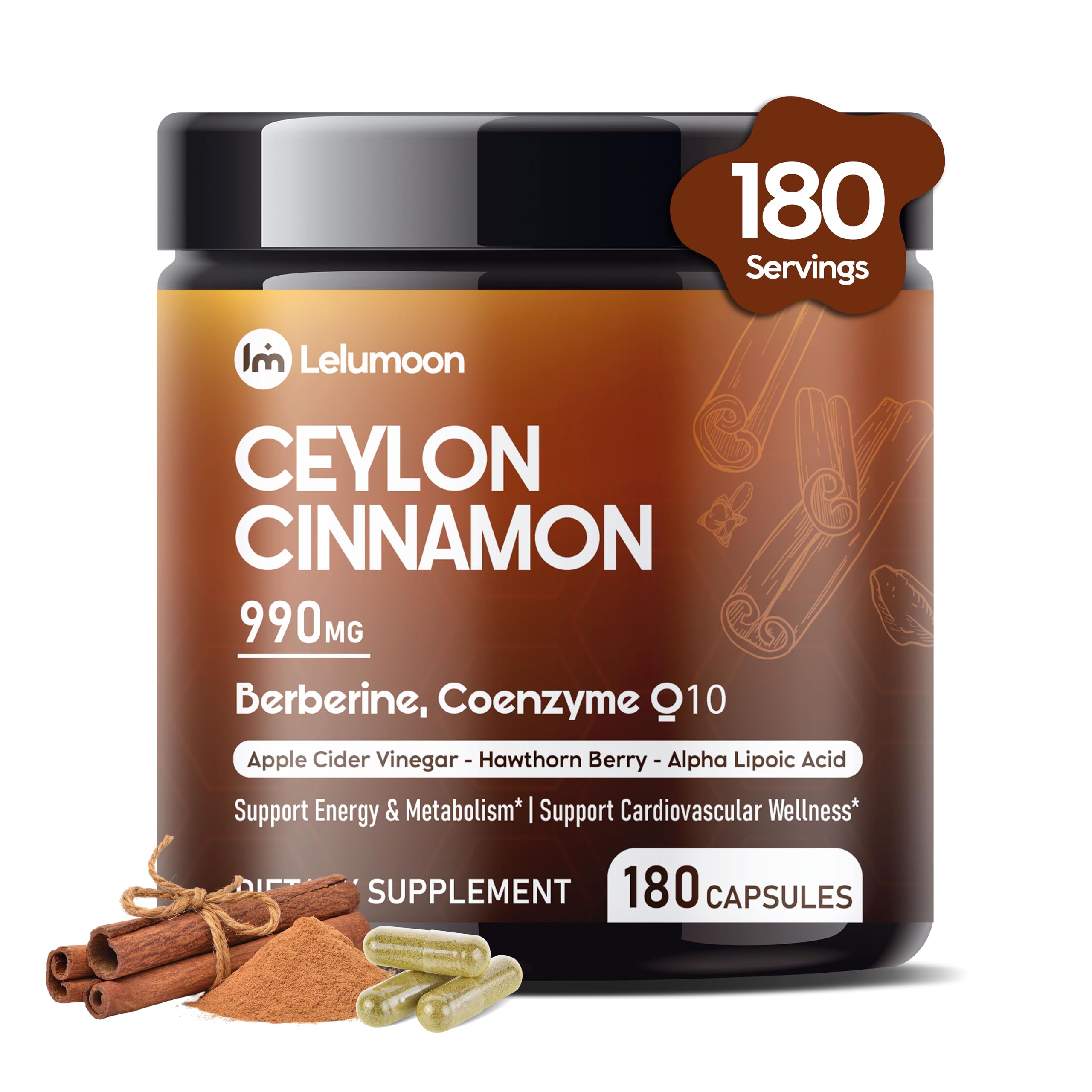 Ceylon Cinnamon Complex 13-in-1 with Berberine & CoQ10, 180 Count 180 count (pack of 1)