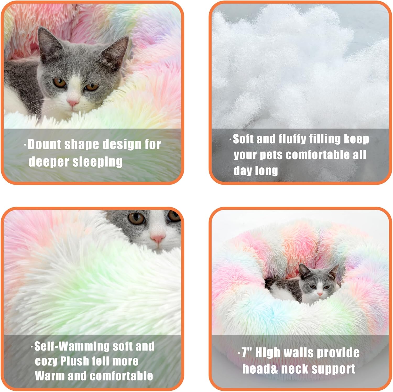 review Calming Dog Bed Cat Beds, Anti-Anxiety Donut Cuddler Dog Beds,Soft Warming Cozy Round Dogs Bed for Small Medium Dog and Cats,Fluffy Faux Fur Plush Pet Dog Cat Cushion Bed Indoor Sleeping Washable