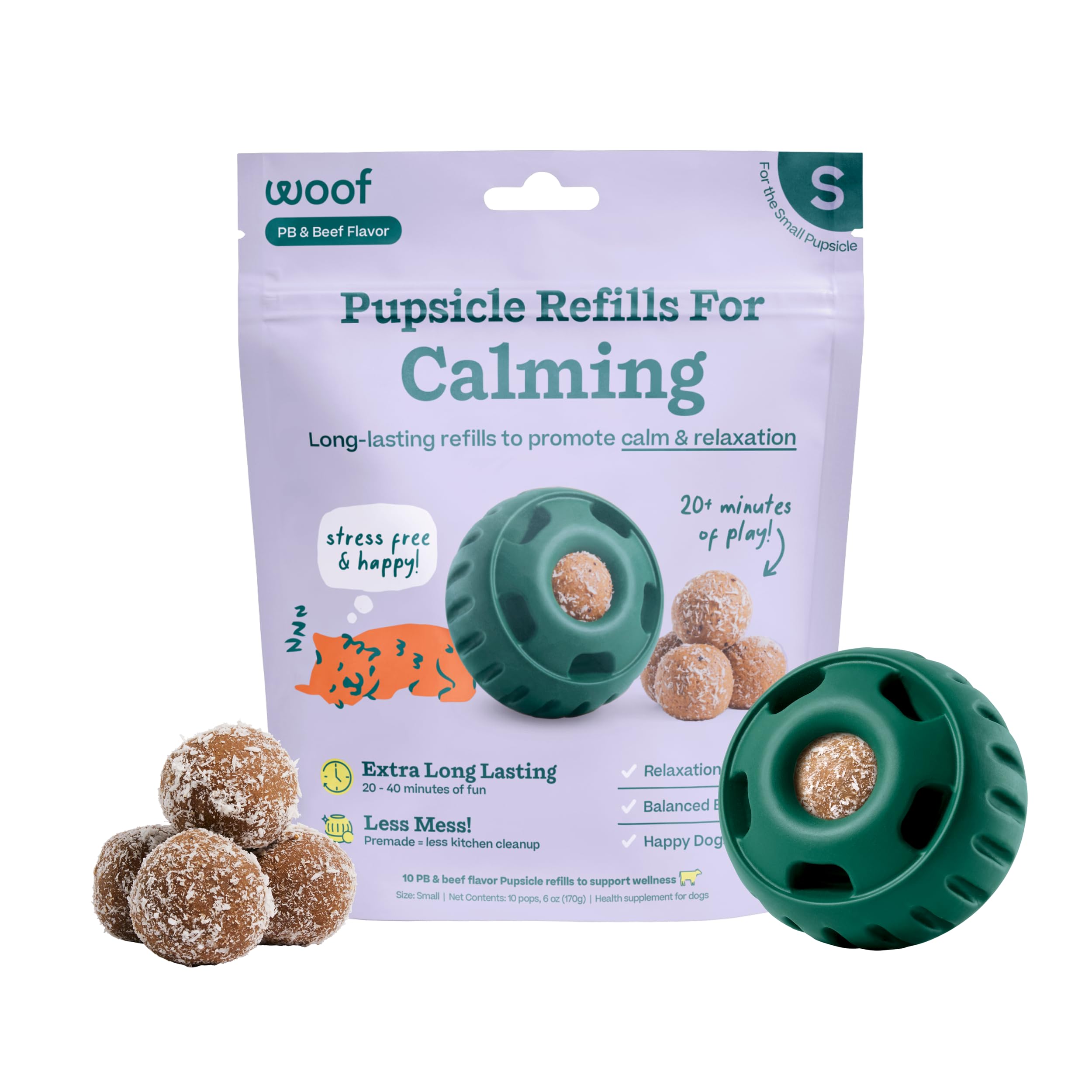 Woof Pupsicle Calming Starter Kit - Pupsicle and Calming Pops Bundle - Long-Lasting Interactive Dog Toy Low-Mess Design
