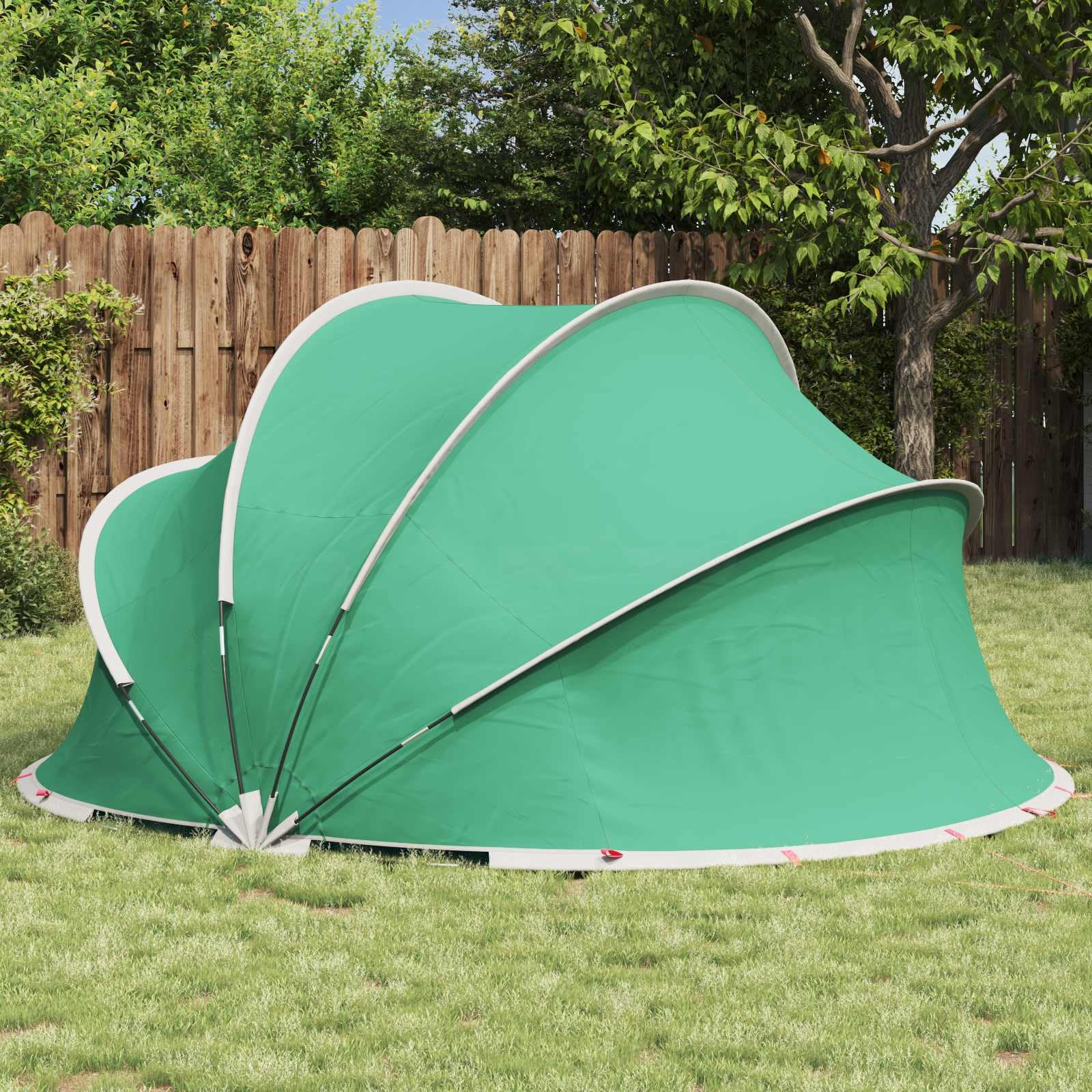 Dôme de Piscine Pliable Bleu 336 x 322 x 160 cm en Polyester 185T revêtement PU avec poteaux Fibre de Verre, Sac de Transport, Protection et Isolation Thermique pour Jardin terrasse