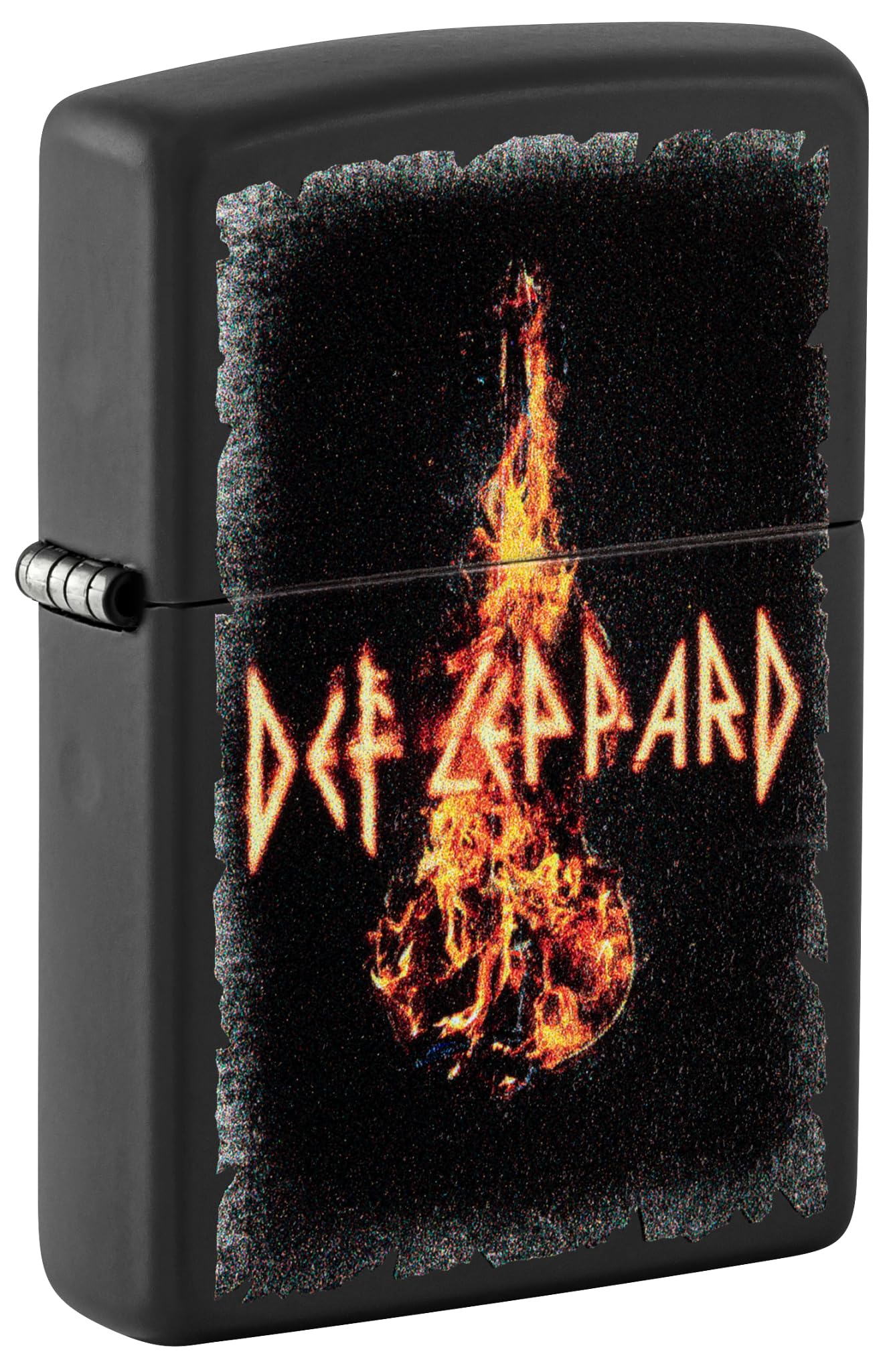 Zippo Def Leppard Zapalniczka Sztormowa, Kolorowy Nadruk, do Napełniania, Wielokrotnego Użytku, Wiatroodporna Konstrukcja, Pudełko na Prezent, Wykonano w USA, Kolor Czarny Matowy (Black Matte)