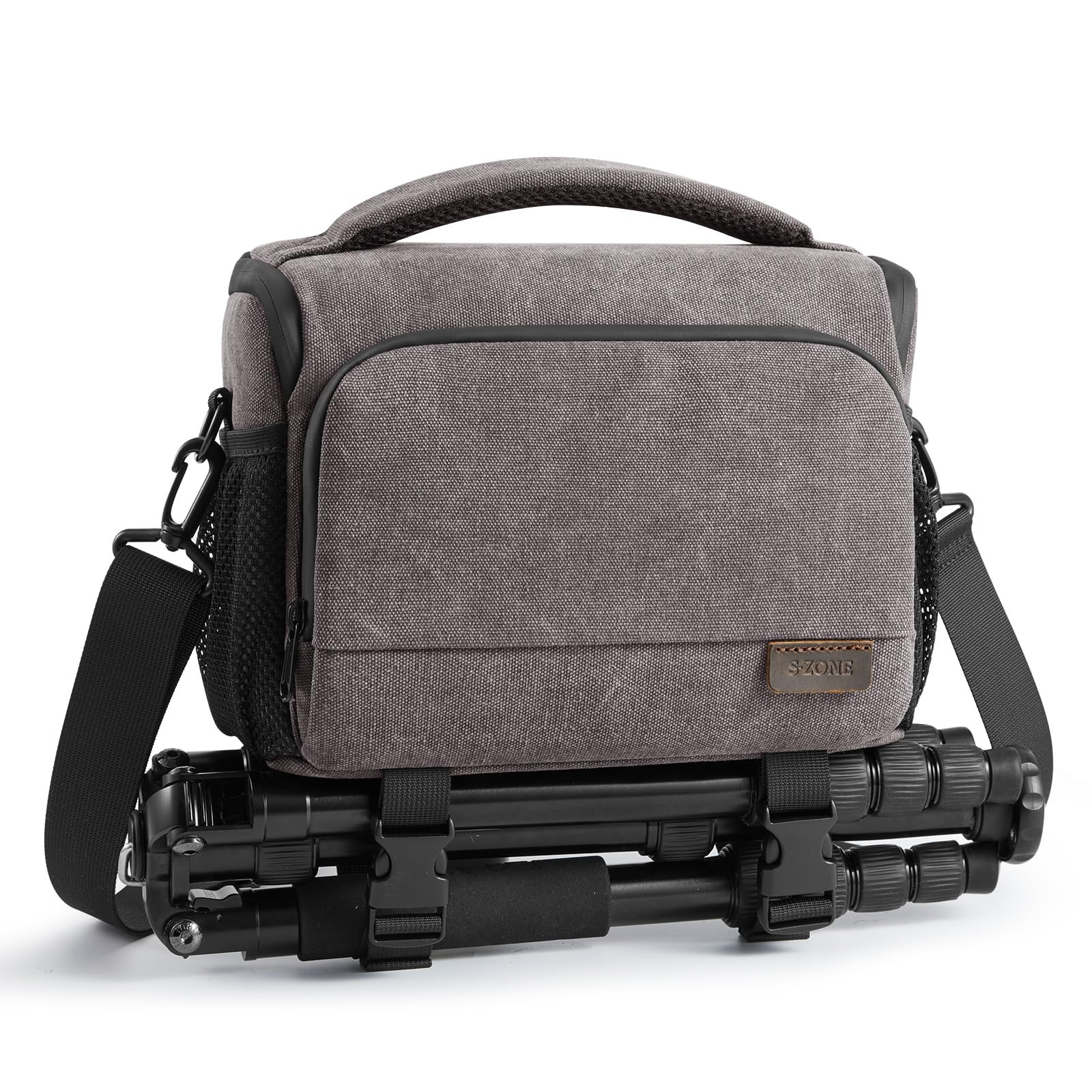 S-ZONE DSLR SLR Borsa Fotografica Tela Impermeabile borsa per Fotocamera Borsa per Spalla con Treppiede Tracolla per Obiettivi Accessori per Fotografia All'aperto