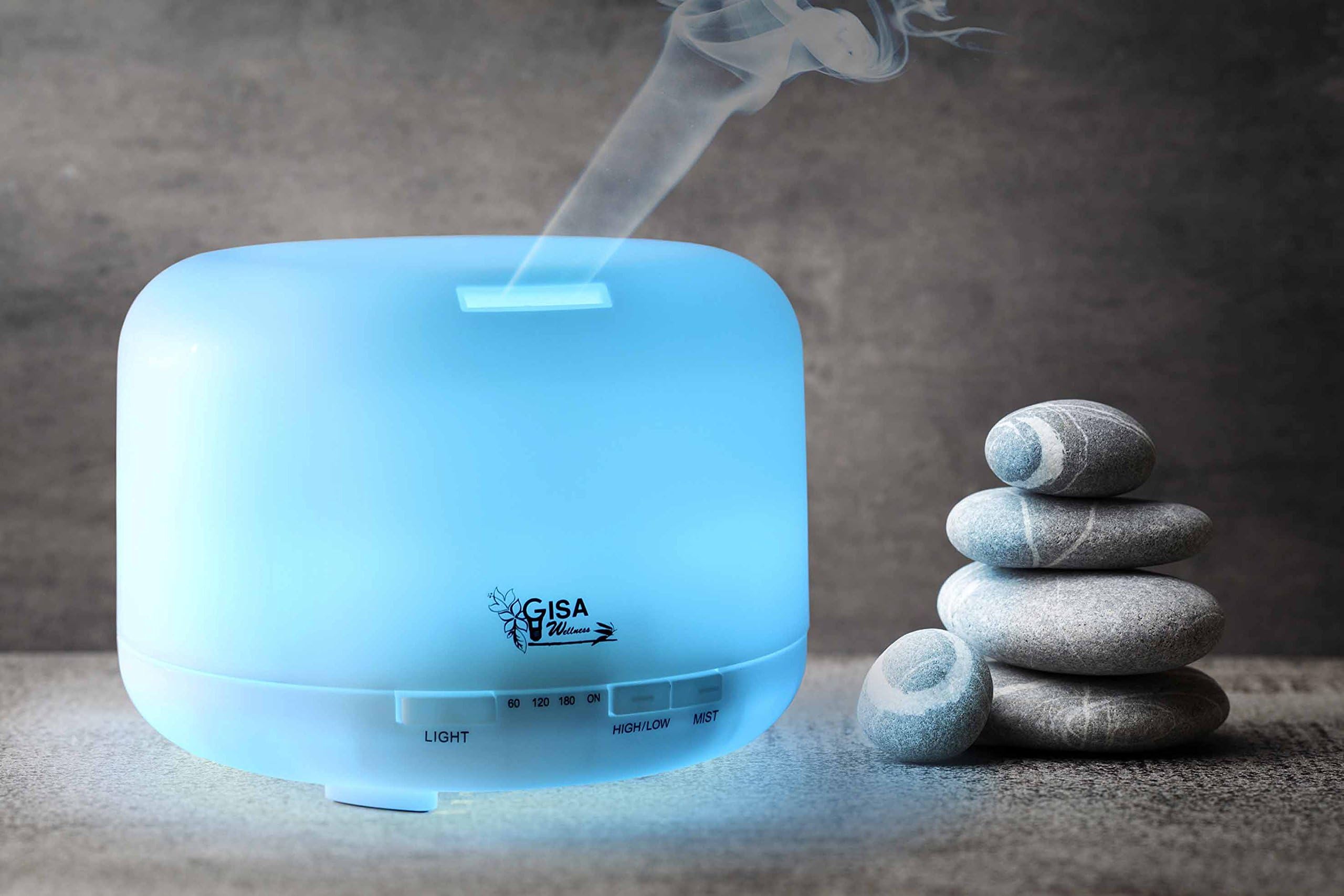 Rondo 500ml Ultra High Capacity Cool Mist Humidifier/Essential Oils Diffuser for Aromatherapy and Chromotherapy with Color-Changing Lights, 4 Timer Settings and 2 Adjustable Mist Mode