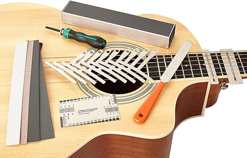 Miniatura 7 de MIECOO - Kit de herramientas de reparación de guitarra de 19 piezas con haz de nivelación de trastes de guitarra de 8 pulgadas, calibre de radio de