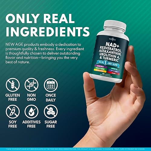 Miniatura 7 de Suplemento NAD+  Astaxantina, Urolitina A, Resveratrol, CoQ10 y mezcla de antioxidantes  Energía celular, apoyo mitocondrial  Vegano, sin OMG  60