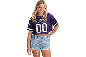 Baltimore Ravens Women's NFL Ladies Fashion Gameday Jersey Mesh Crop Top Shirt