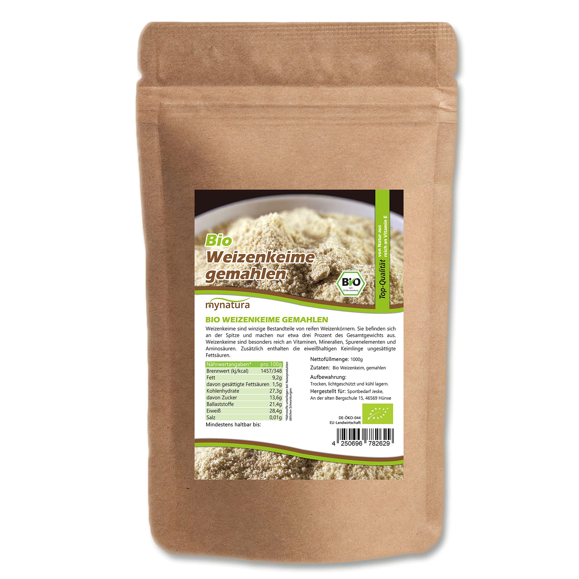 Mynatura Bio Weizenkeime stabilisiert gemahlen I Weizen Keime I Getreide I Weizenkorn I Im wiederverschließbaren Beutel (2000g)