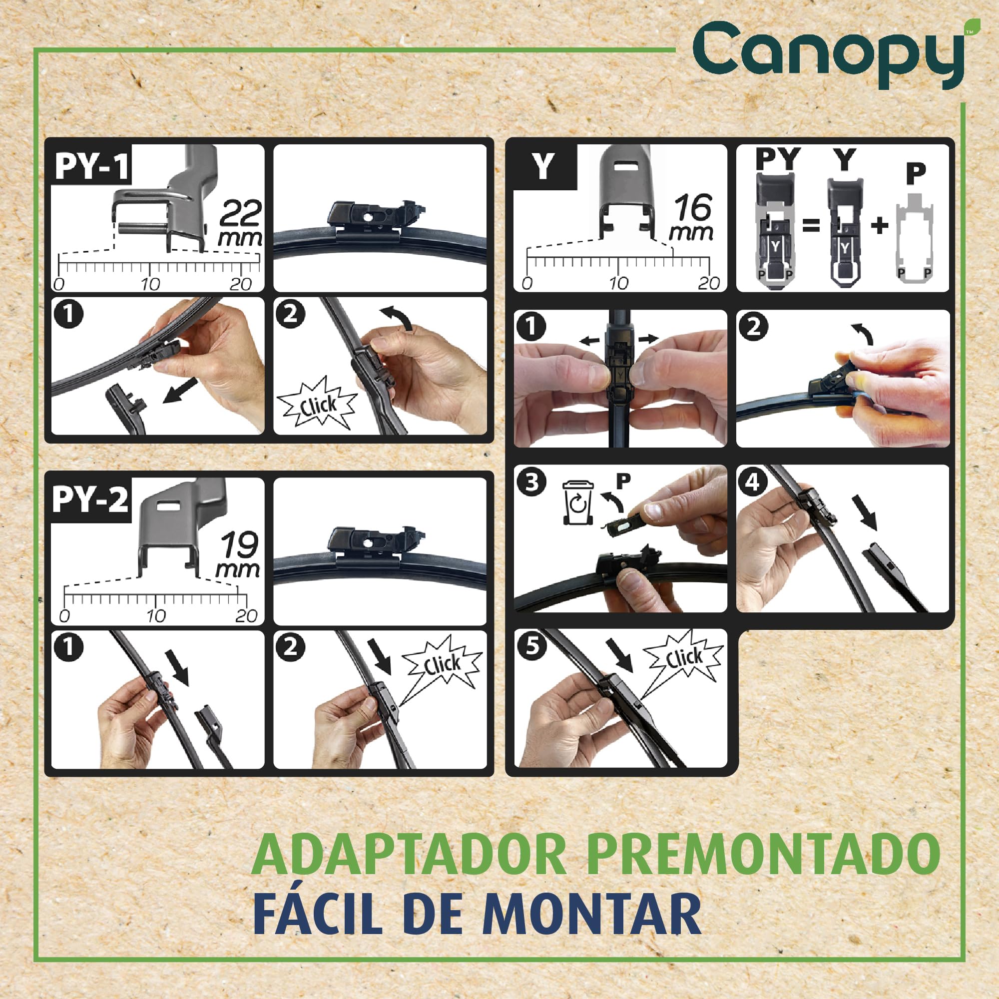VALEO CANOPY Limpiaparabrisas - Kit De Escobillas Limpiaparabrisas Planas Hechas Con Materiales Naturales Y Reciclados CAN76+CAN46 - Frontales - Longitudes: 600mm+475mm - (Paquete de 2)