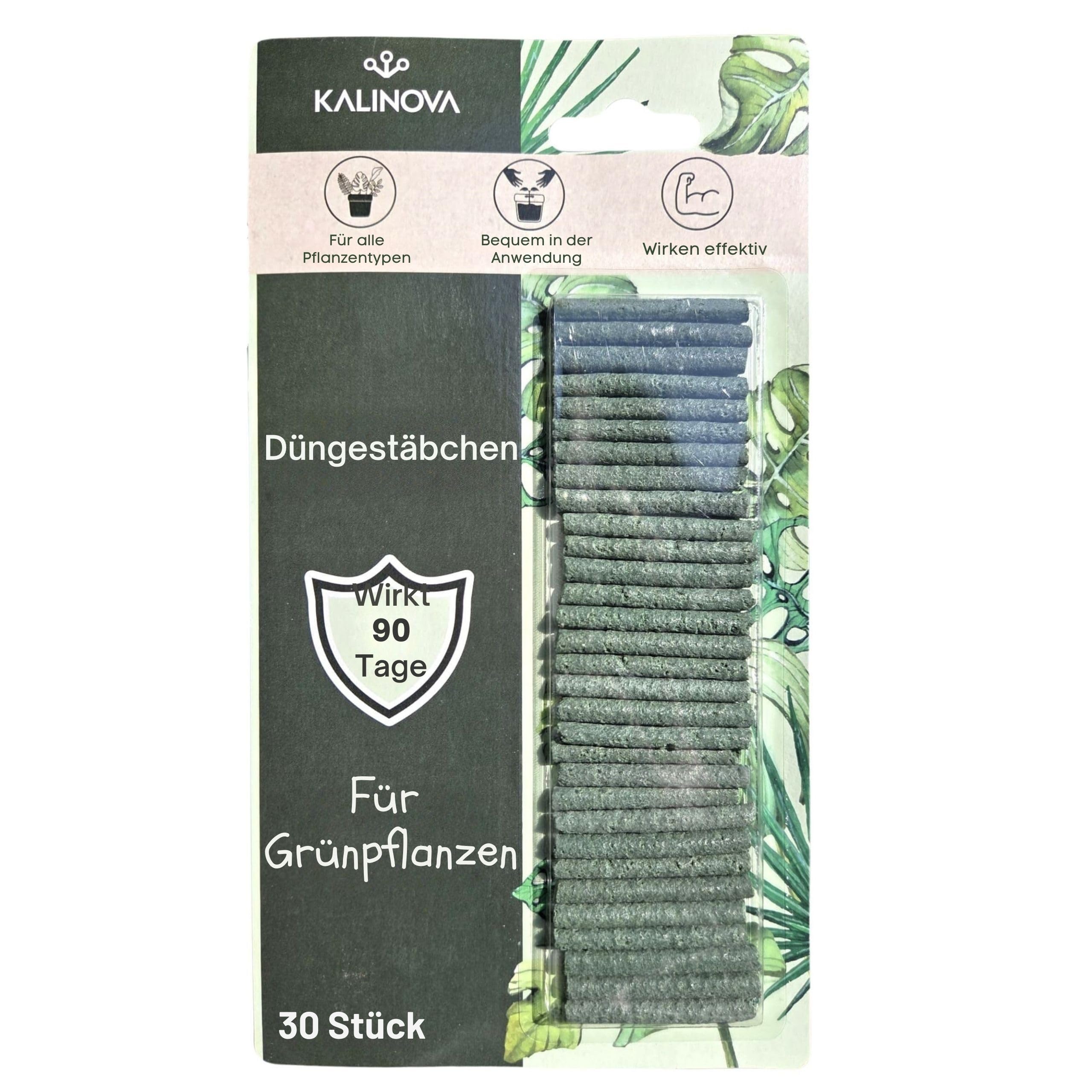 Düngestäbchen für Grünpflanzen – 300 Stück – Langzeitdünger für Monstera, Ficus, Palmen & mehr – 90 Tage Wirkung – Für kräftige, sattgrüne Blätter KALINOVA