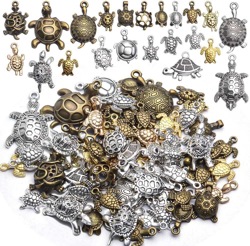 Aylifu 100g Mixed Styles Antique Animal Sea Turtle Charms Pendant Alloy Charms for Earring Necklace Bracelet Jewelry DIY Making