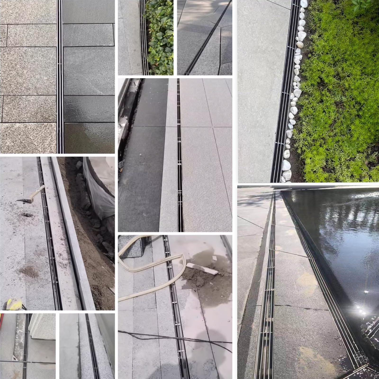 Scarico lineare in acciaio inox resistente, 1 m, capacità di carico 1 tonnellata, griglie di scarico a basso profilo per uso esterno e balcone
