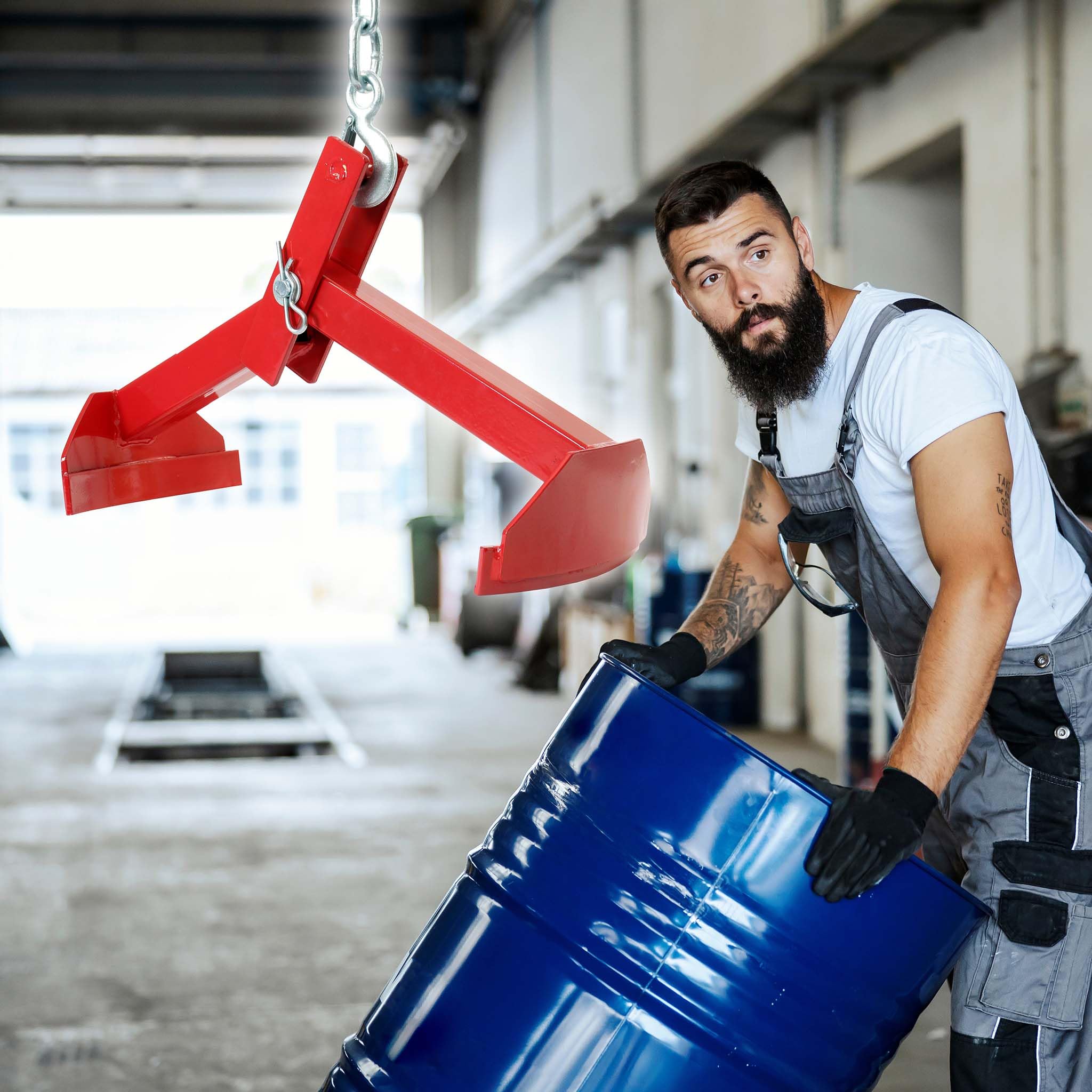 XPOtool Pinza per sollevamento fusti in verticale fino a 210l e max 500kg Sollevatore barili