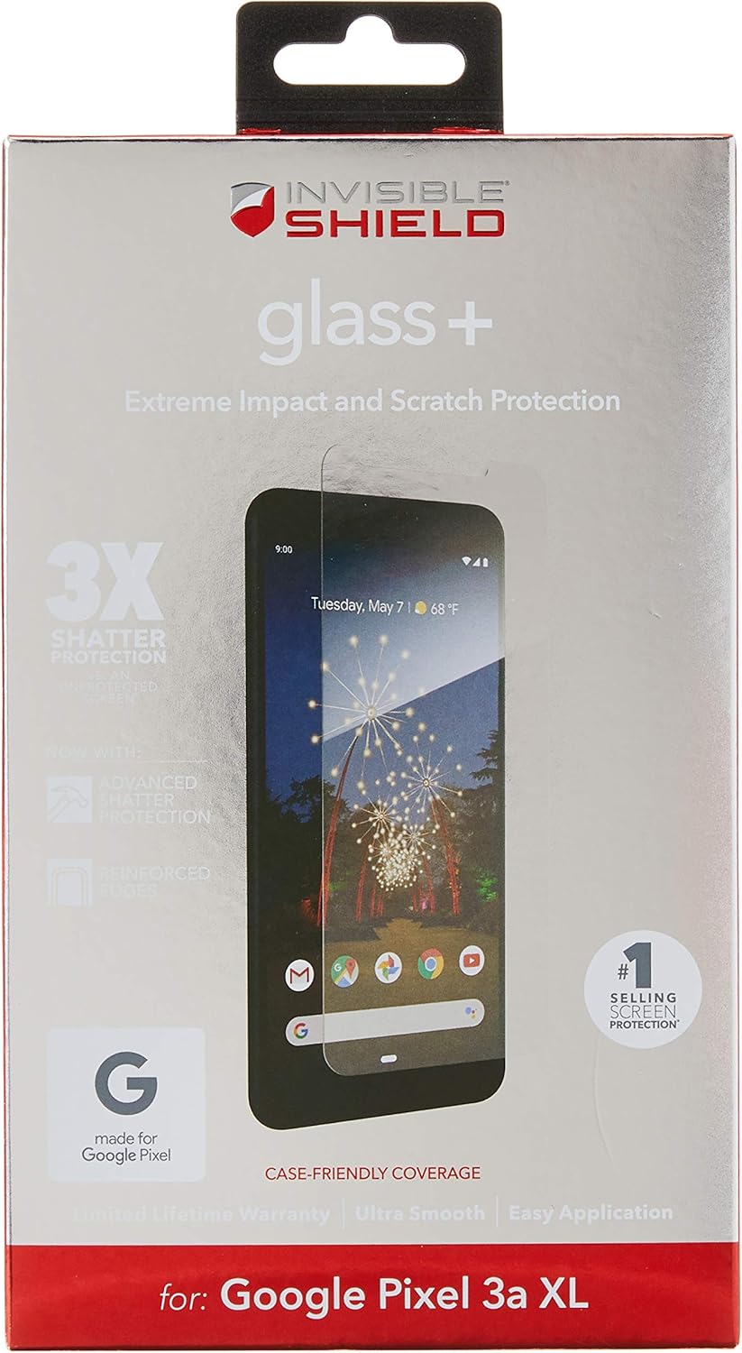 Amazon Com Zagg Invisibleshield Glass Plus Tempered Glass Screen Protector Made For Google Pixel 3a Case Friendly Cell Phones Accessories