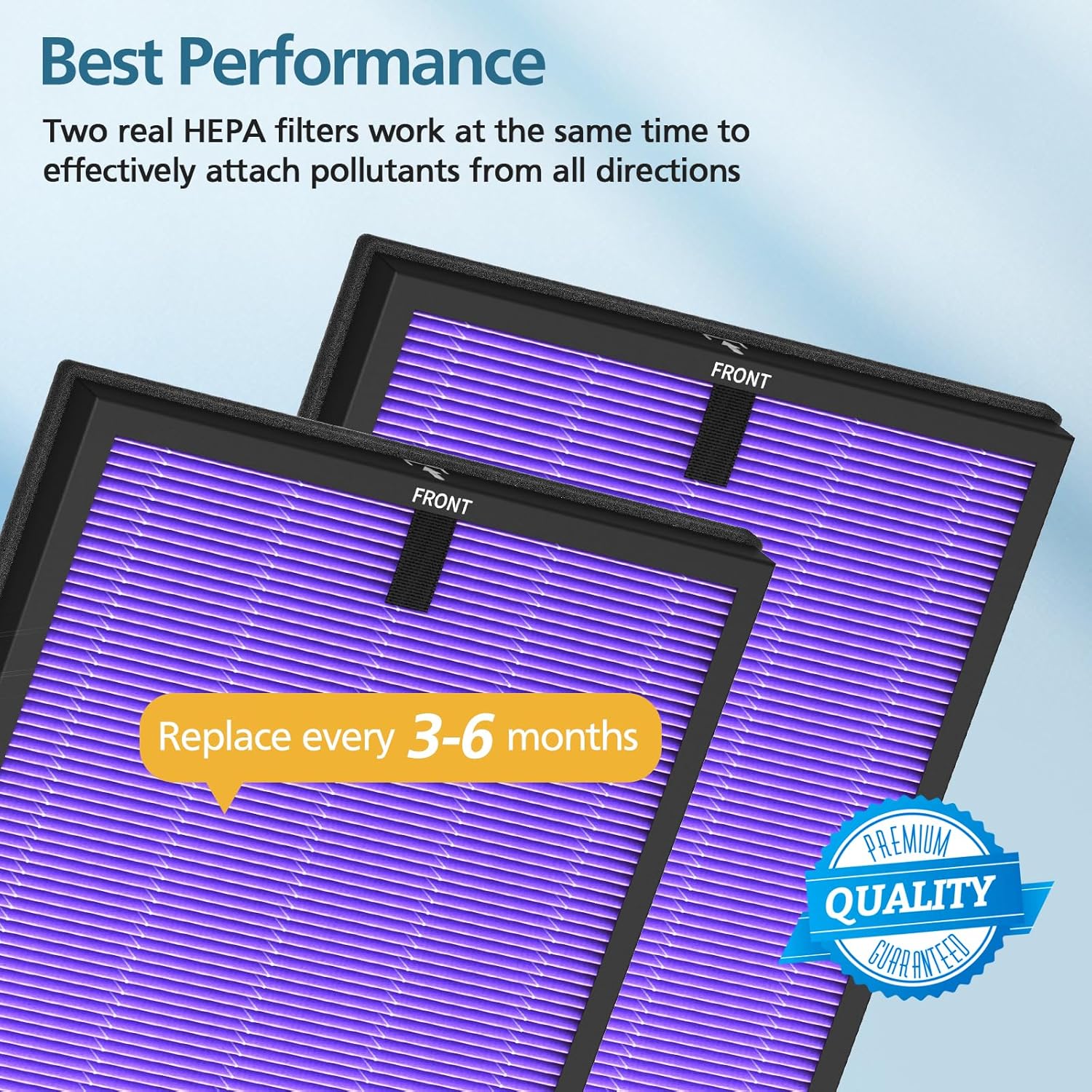2 Pack HY4866 Multifunction Replacement Filters for MORENTO HY4866, WESTHEY HY4866, YIOU M1 Air Purifier, 3-in-1 HEPA Filter with High-Efficiency Activated Carbon Filter, Multifunction Version