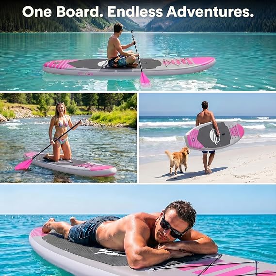 SereneLife 106 Inflatable Stand Up Paddle Board with Premium SUP Accessories - 32 Wide Stable Design with Non-Slip EVA Deck Pad, for Youth and Adults, 350 lbs. Capacity