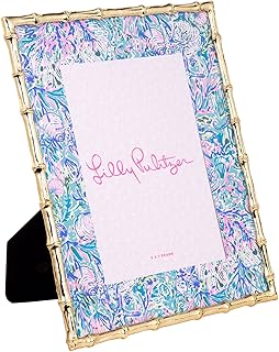 Lilly Pulitzer 5x7 Picture Frame, Decorative Photo Frame for Tabletop, Bamboo Metal Frame with Glass Front, Soleil It On Me