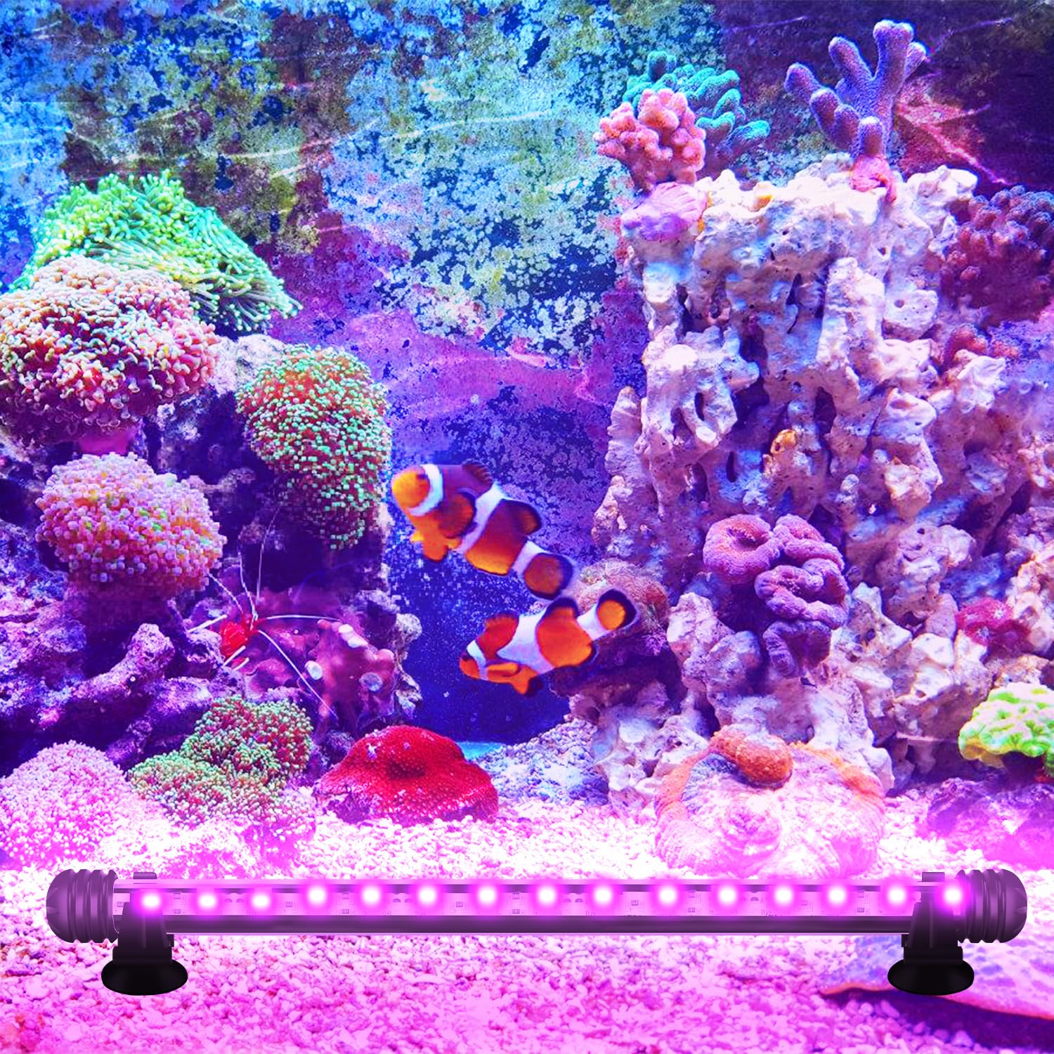 Aquarium LED Beleuchtung Unterwasser Aquarium Lampe RGB 13,2W LED Aquarium Licht mit Fernbedienung, Timer 4/8/12h, 10 Dimmstufen, 13 Farben, Wasserdicht IP67 für 120-150cm Aquarien